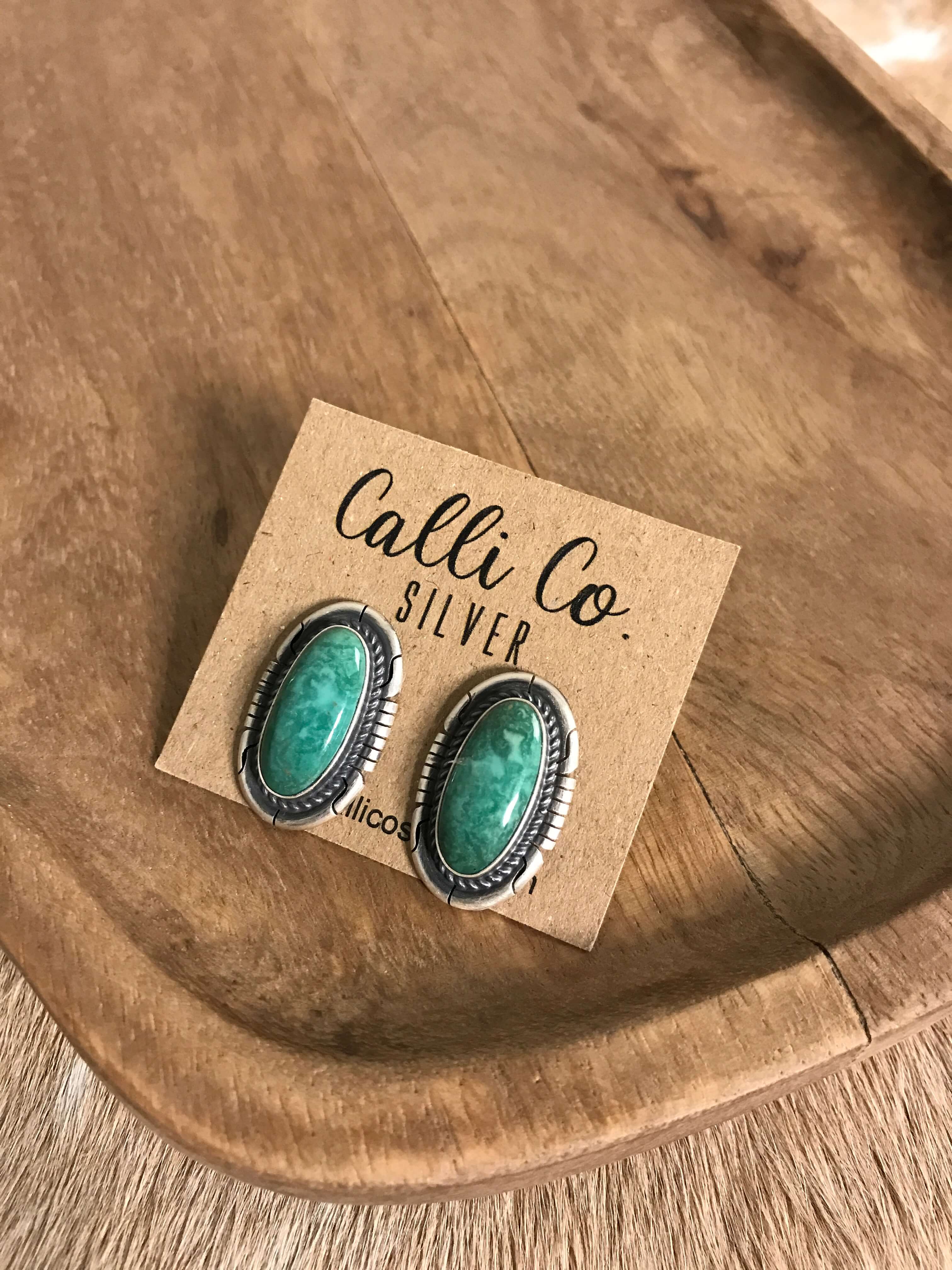 The Turquoise Studs, 64-Earrings-Calli Co., Turquoise and Silver Jewelry, Native American Handmade, Zuni Tribe, Navajo Tribe, Brock Texas