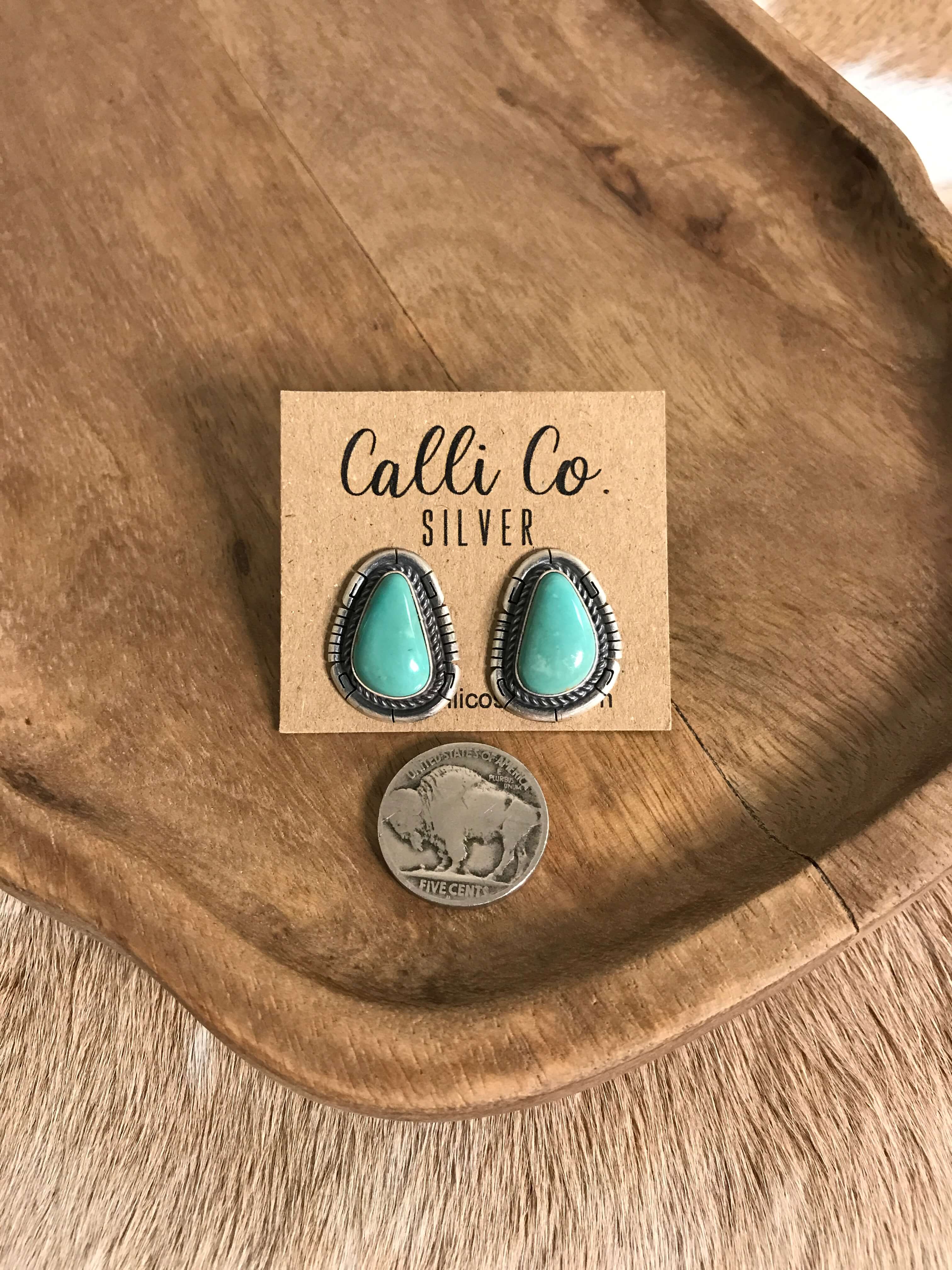 The Turquoise Studs, 70-Earrings-Calli Co., Turquoise and Silver Jewelry, Native American Handmade, Zuni Tribe, Navajo Tribe, Brock Texas