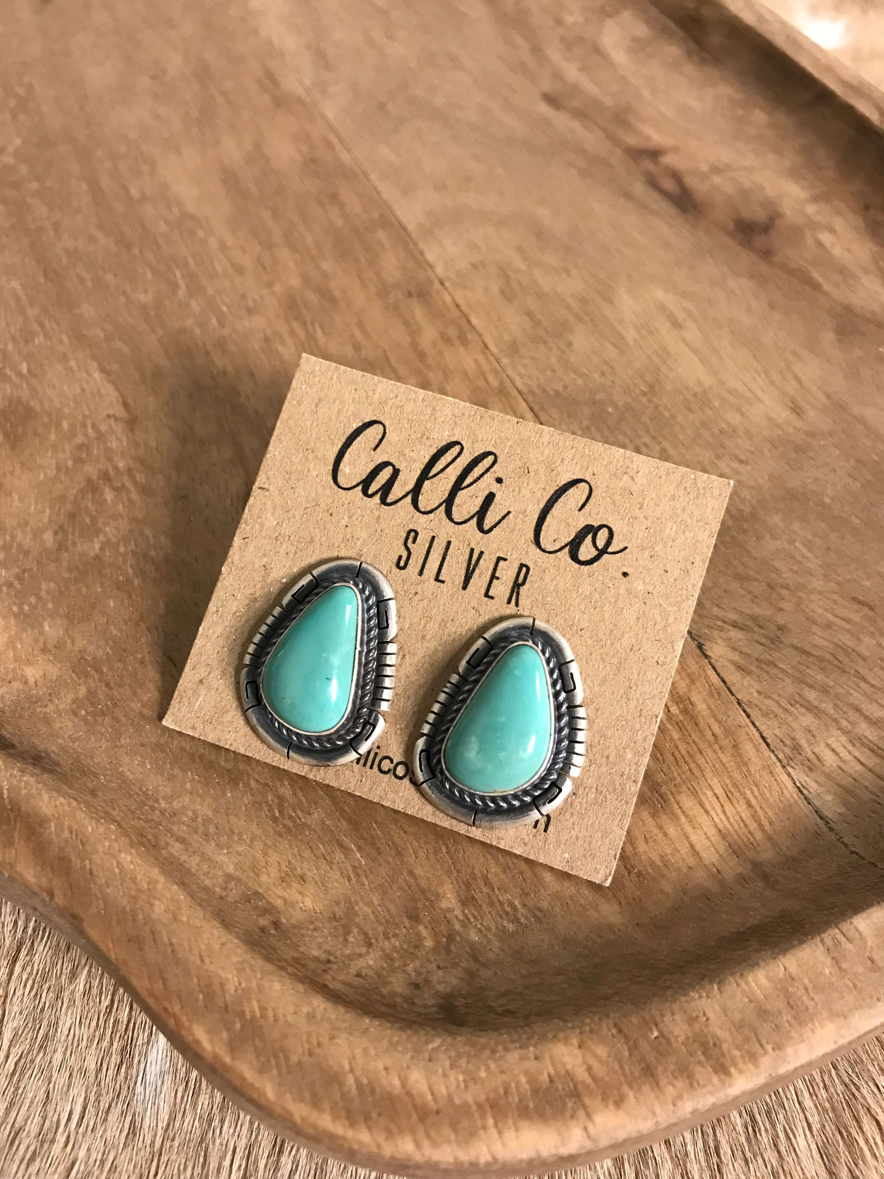 The Turquoise Studs, 70-Earrings-Calli Co., Turquoise and Silver Jewelry, Native American Handmade, Zuni Tribe, Navajo Tribe, Brock Texas