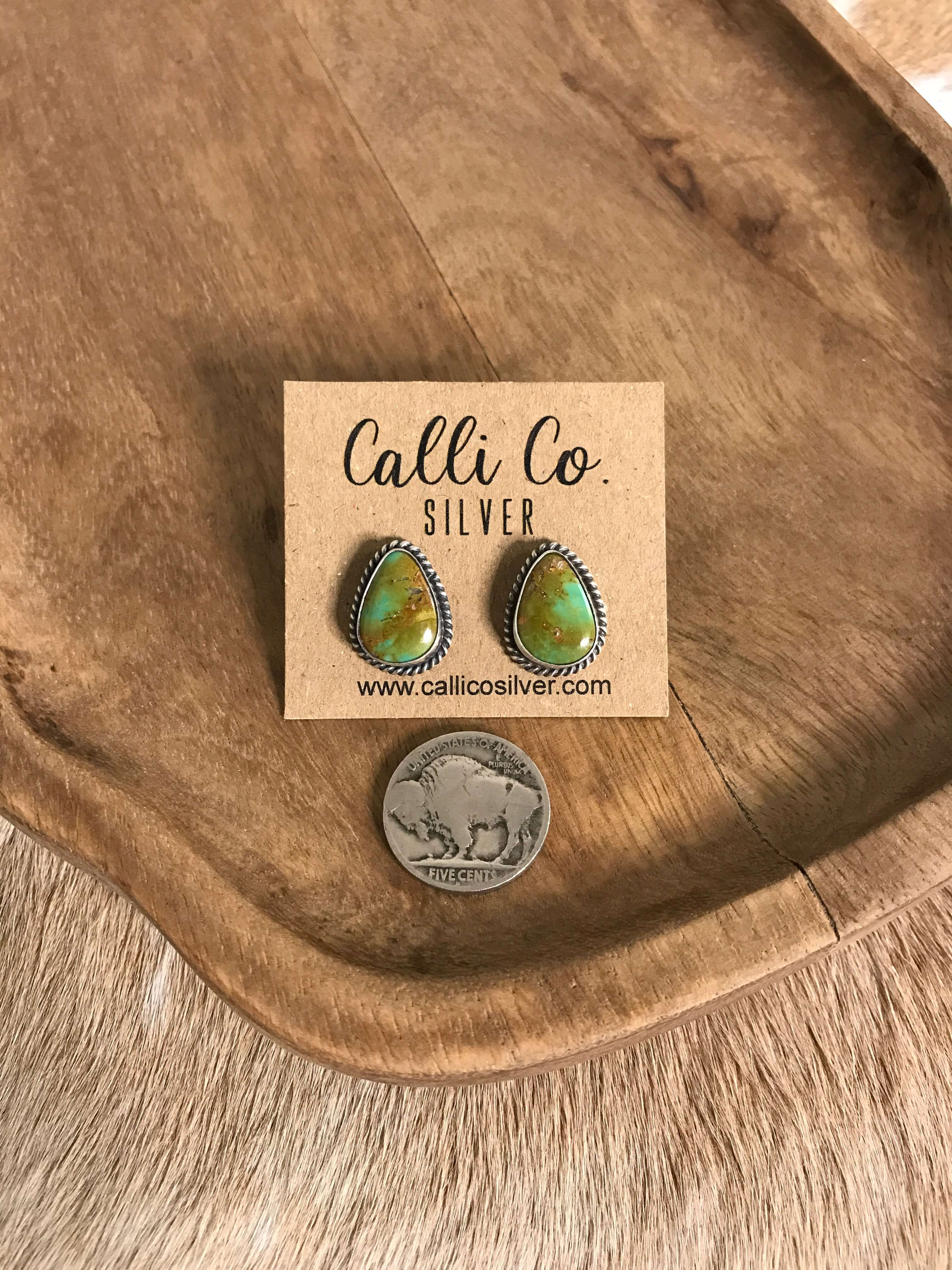The Turquoise Studs, 74-Earrings-Calli Co., Turquoise and Silver Jewelry, Native American Handmade, Zuni Tribe, Navajo Tribe, Brock Texas