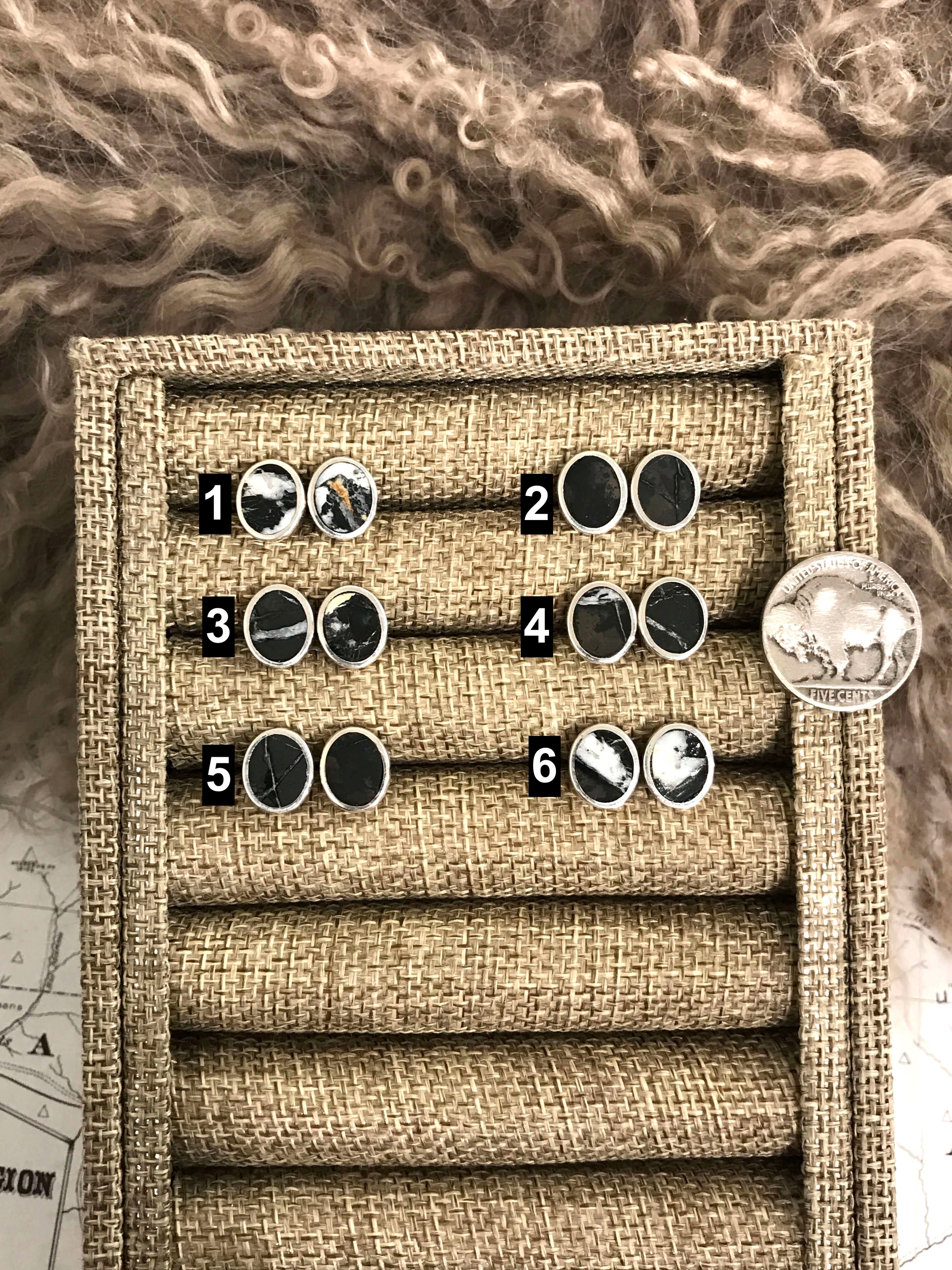 The Tacoma Inlay Studs-Earrings-Calli Co., Turquoise and Silver Jewelry, Native American Handmade, Zuni Tribe, Navajo Tribe, Brock Texas