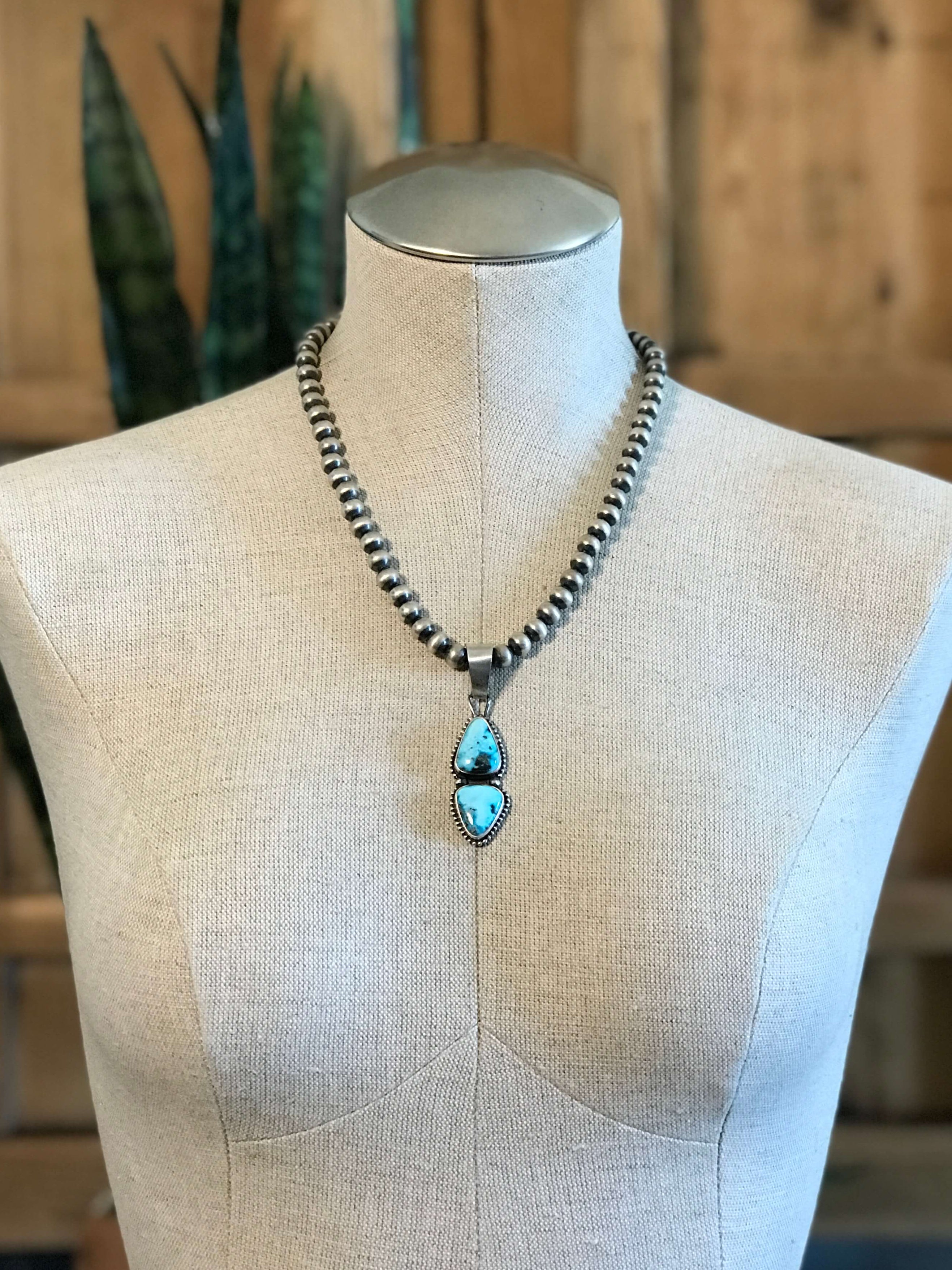 The Marion Turquoise Pendant-Pendants-Calli Co., Turquoise and Silver Jewelry, Native American Handmade, Zuni Tribe, Navajo Tribe, Brock Texas