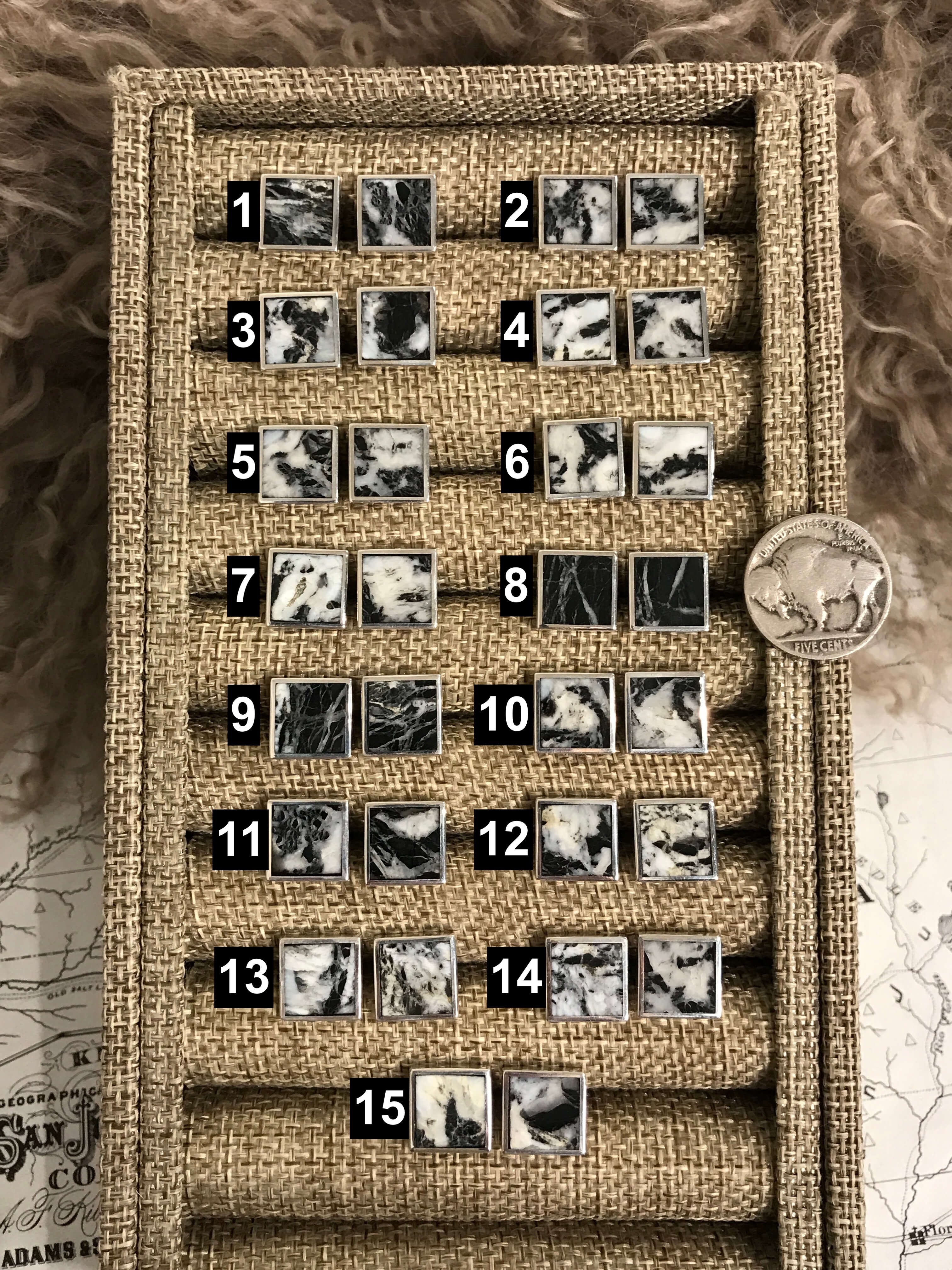 The Mohaka Inlay Studs-Earrings-Calli Co., Turquoise and Silver Jewelry, Native American Handmade, Zuni Tribe, Navajo Tribe, Brock Texas