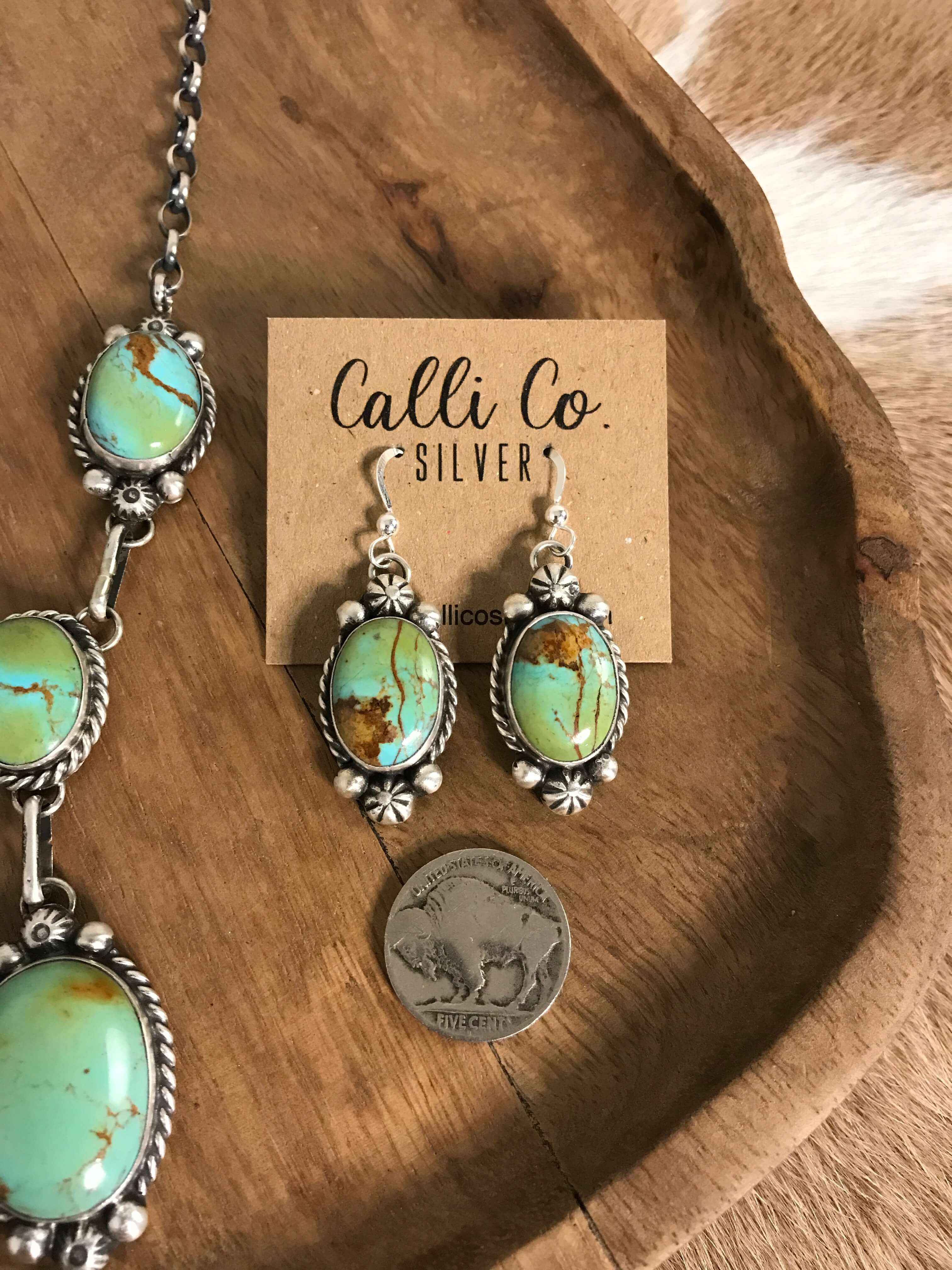 The Copeland Lariat Necklace Set, 1-Necklaces-Calli Co., Turquoise and Silver Jewelry, Native American Handmade, Zuni Tribe, Navajo Tribe, Brock Texas