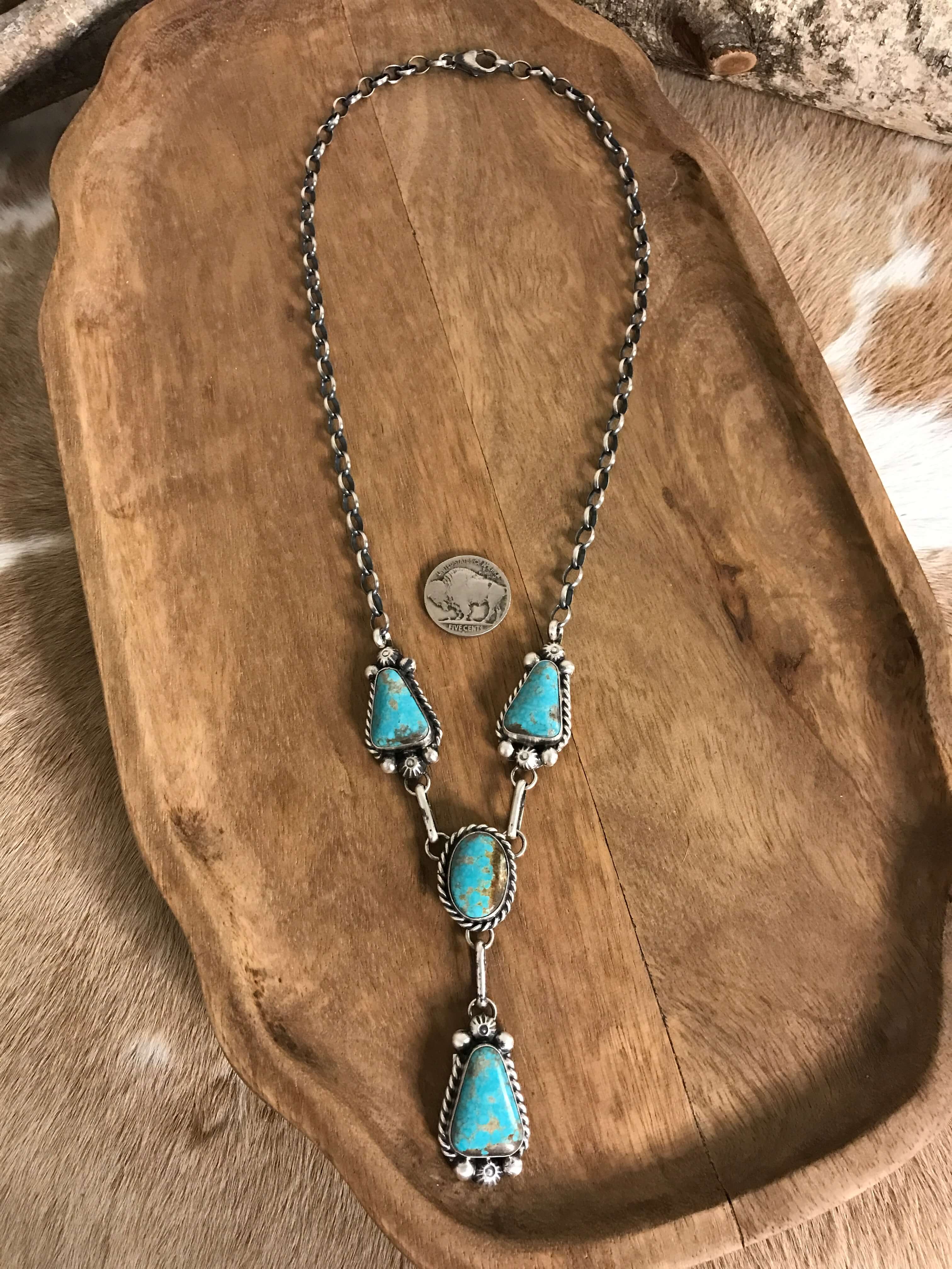 The Copeland Lariat Necklace Set, 2-Necklaces-Calli Co., Turquoise and Silver Jewelry, Native American Handmade, Zuni Tribe, Navajo Tribe, Brock Texas