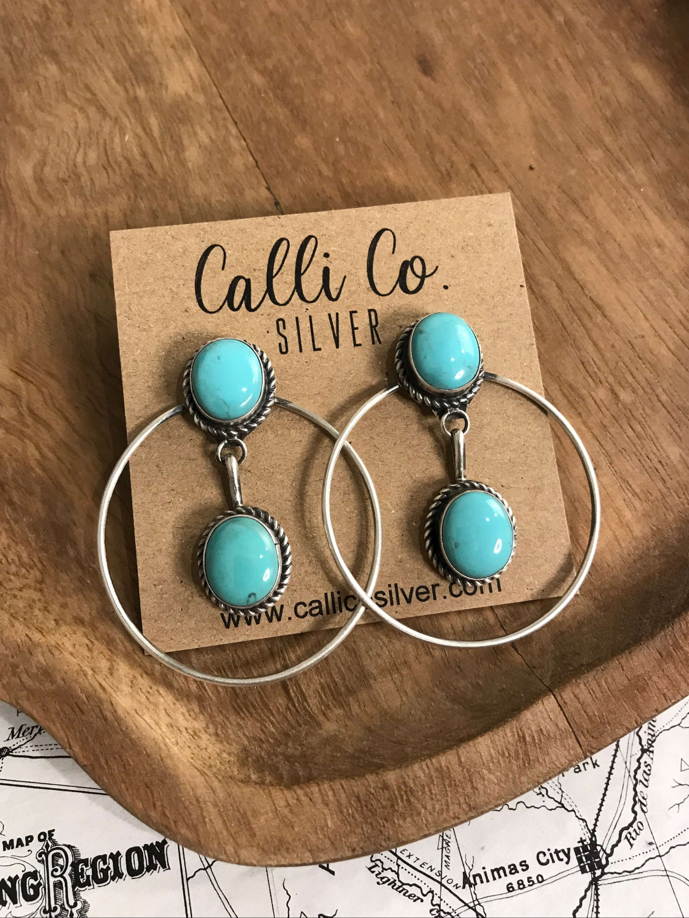 The Niagara Hoop Earrings, 3-Earrings-Calli Co., Turquoise and Silver Jewelry, Native American Handmade, Zuni Tribe, Navajo Tribe, Brock Texas