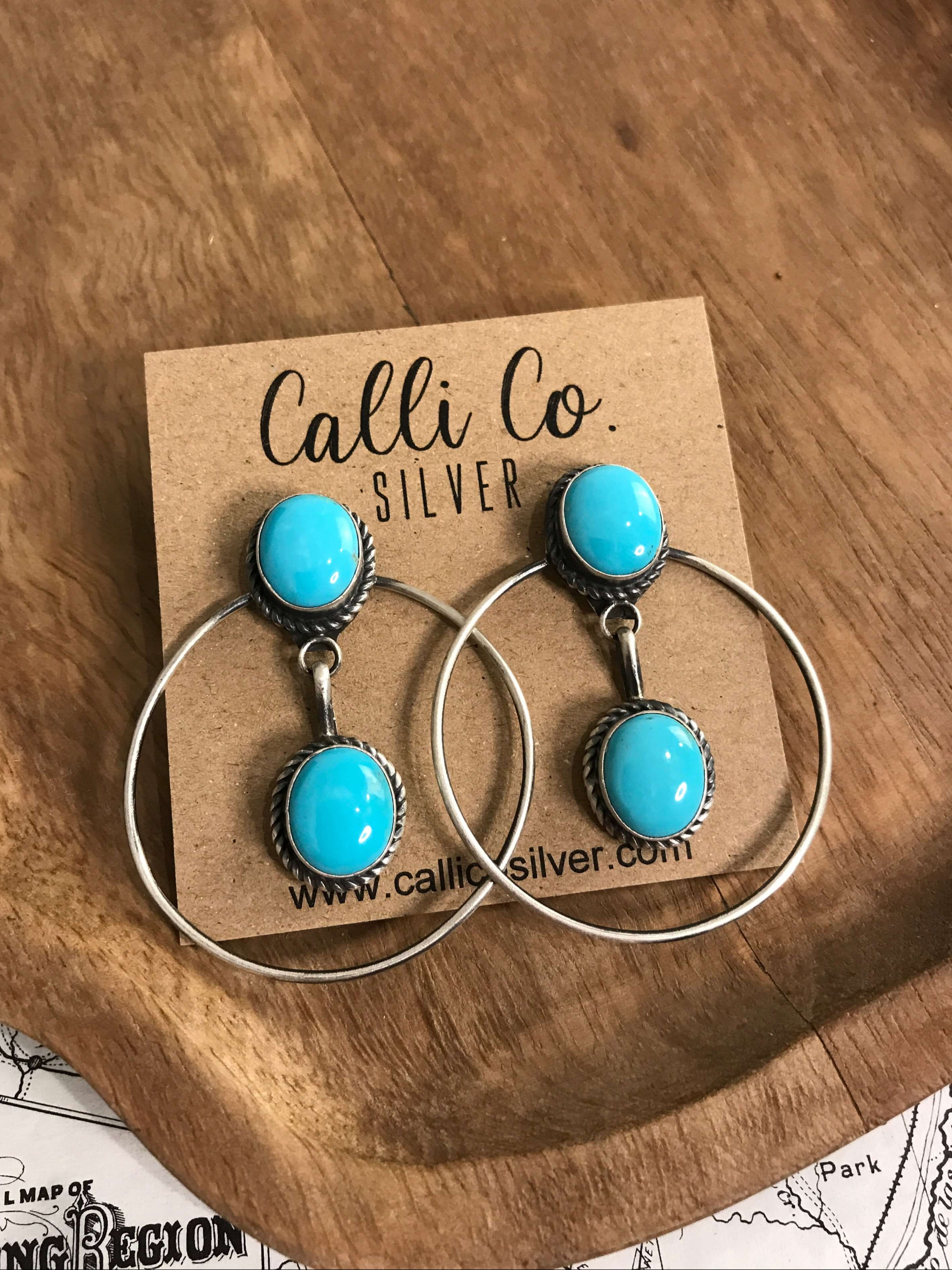 The Niagara Hoop Earrings, 5-Earrings-Calli Co., Turquoise and Silver Jewelry, Native American Handmade, Zuni Tribe, Navajo Tribe, Brock Texas