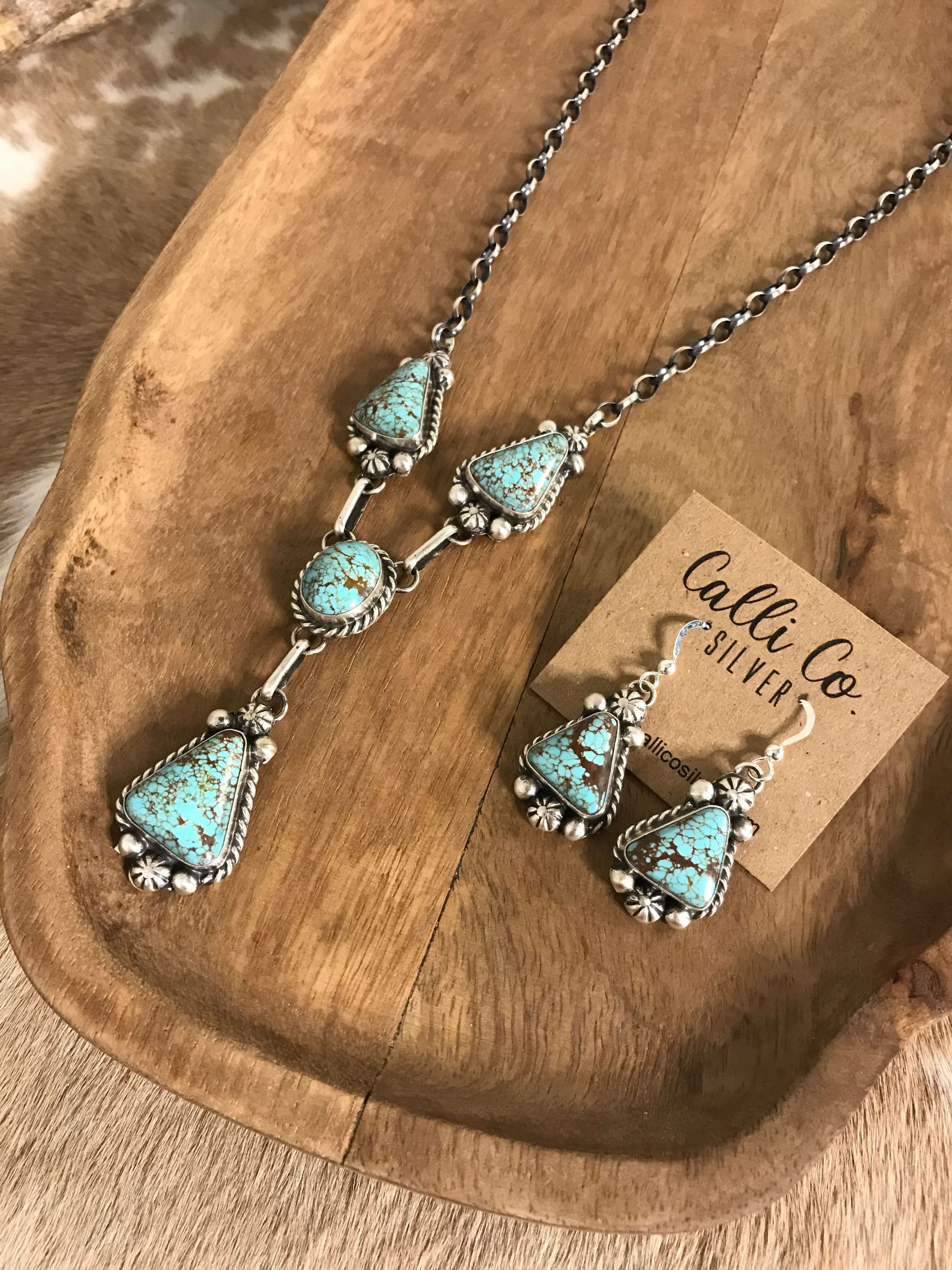 The Copeland Lariat Necklace Set, 4-Necklaces-Calli Co., Turquoise and Silver Jewelry, Native American Handmade, Zuni Tribe, Navajo Tribe, Brock Texas