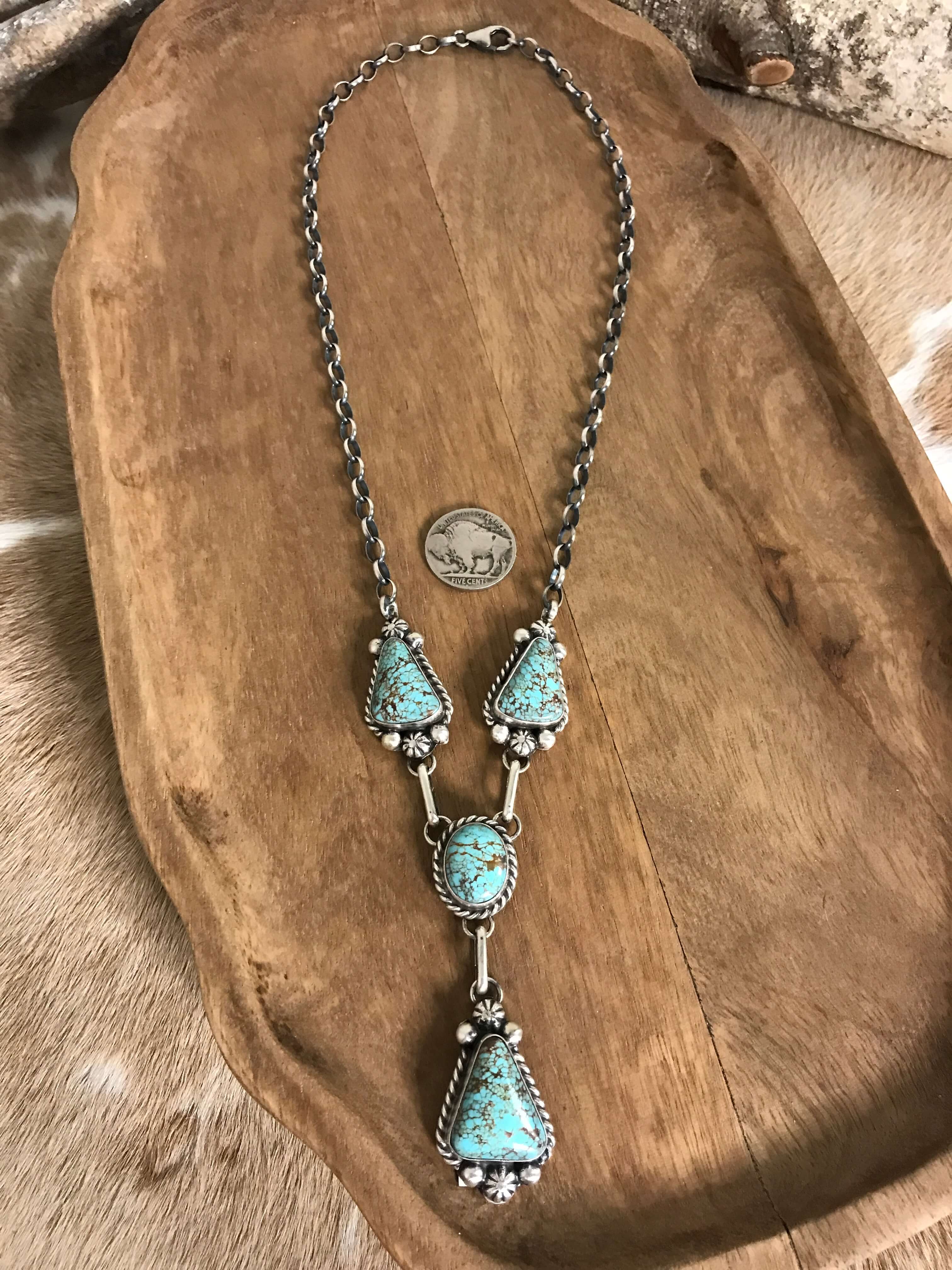 The Copeland Lariat Necklace Set, 4-Necklaces-Calli Co., Turquoise and Silver Jewelry, Native American Handmade, Zuni Tribe, Navajo Tribe, Brock Texas