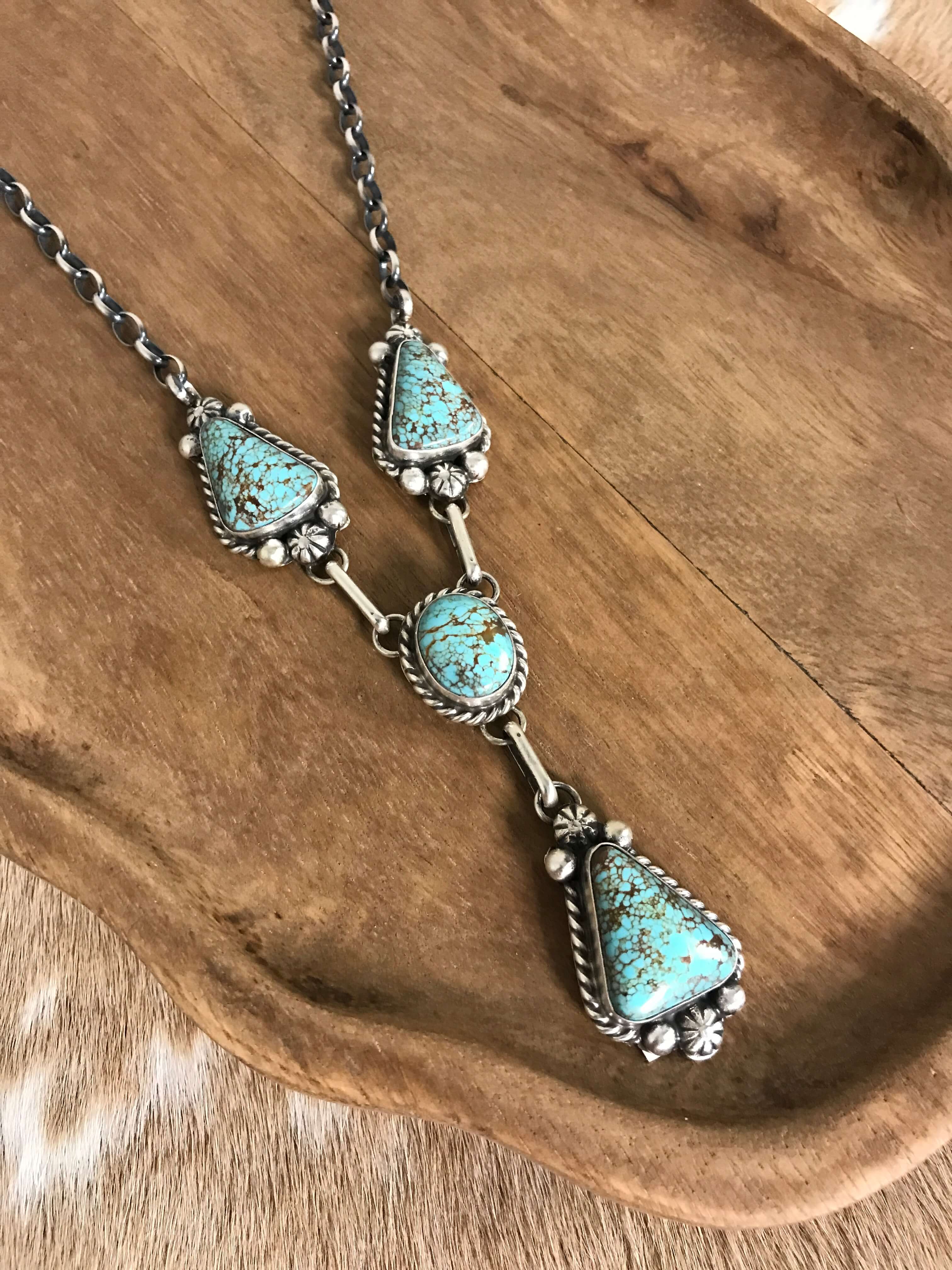 The Copeland Lariat Necklace Set, 4-Necklaces-Calli Co., Turquoise and Silver Jewelry, Native American Handmade, Zuni Tribe, Navajo Tribe, Brock Texas