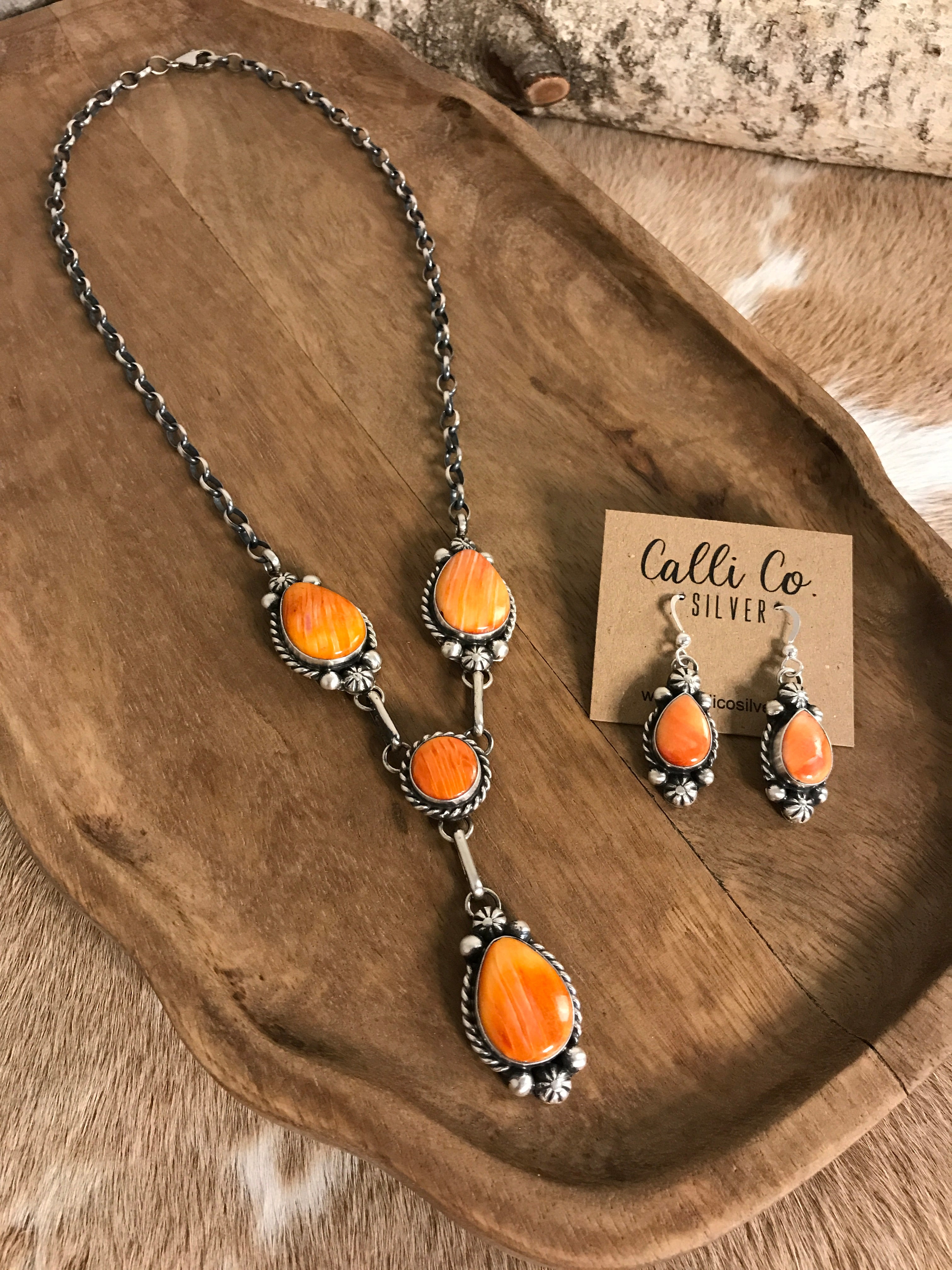 The Copeland Lariat Necklace Set, 5-Necklaces-Calli Co., Turquoise and Silver Jewelry, Native American Handmade, Zuni Tribe, Navajo Tribe, Brock Texas