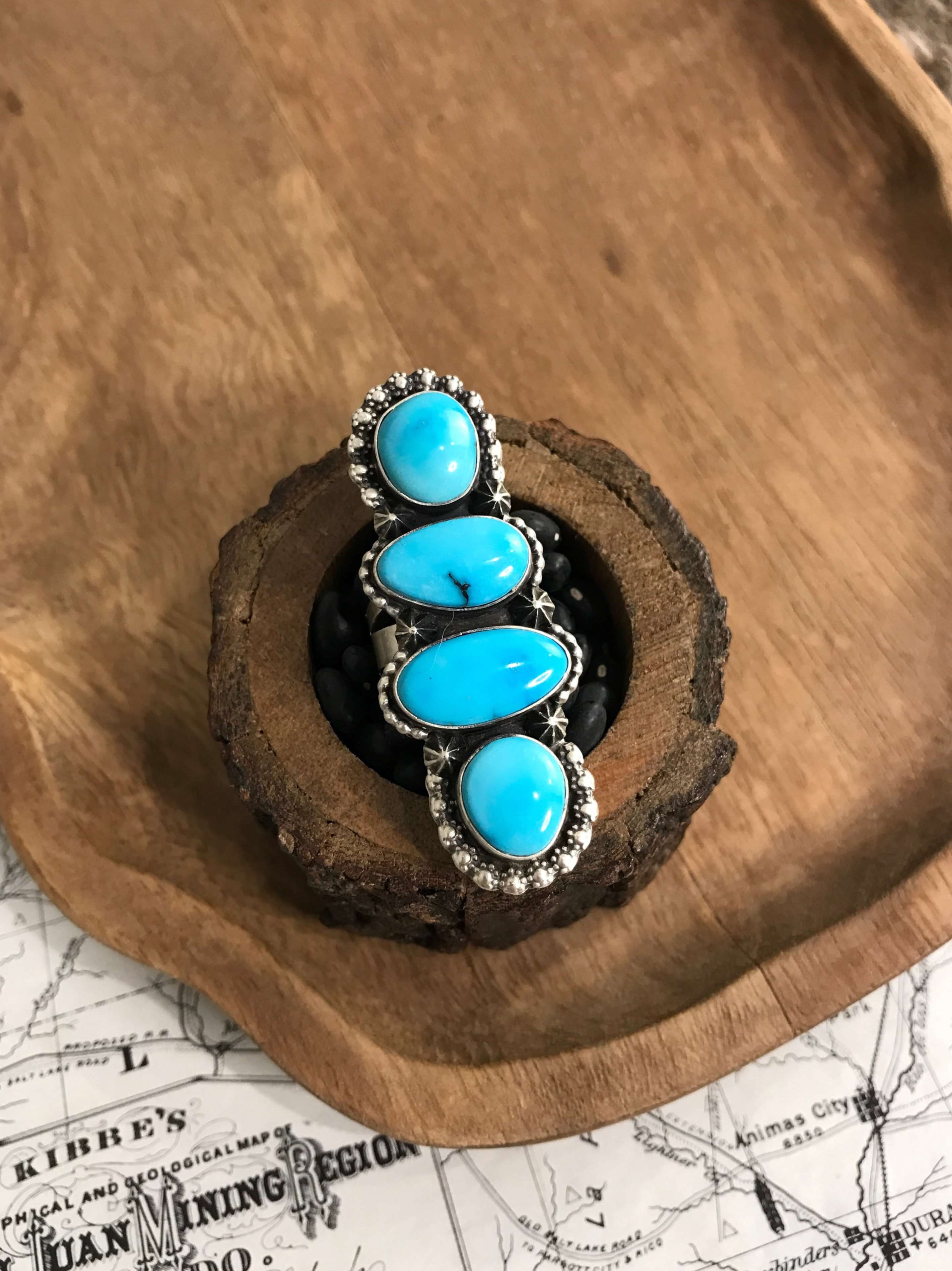 The Tana Ring, Sz 7-Rings-Calli Co., Turquoise and Silver Jewelry, Native American Handmade, Zuni Tribe, Navajo Tribe, Brock Texas