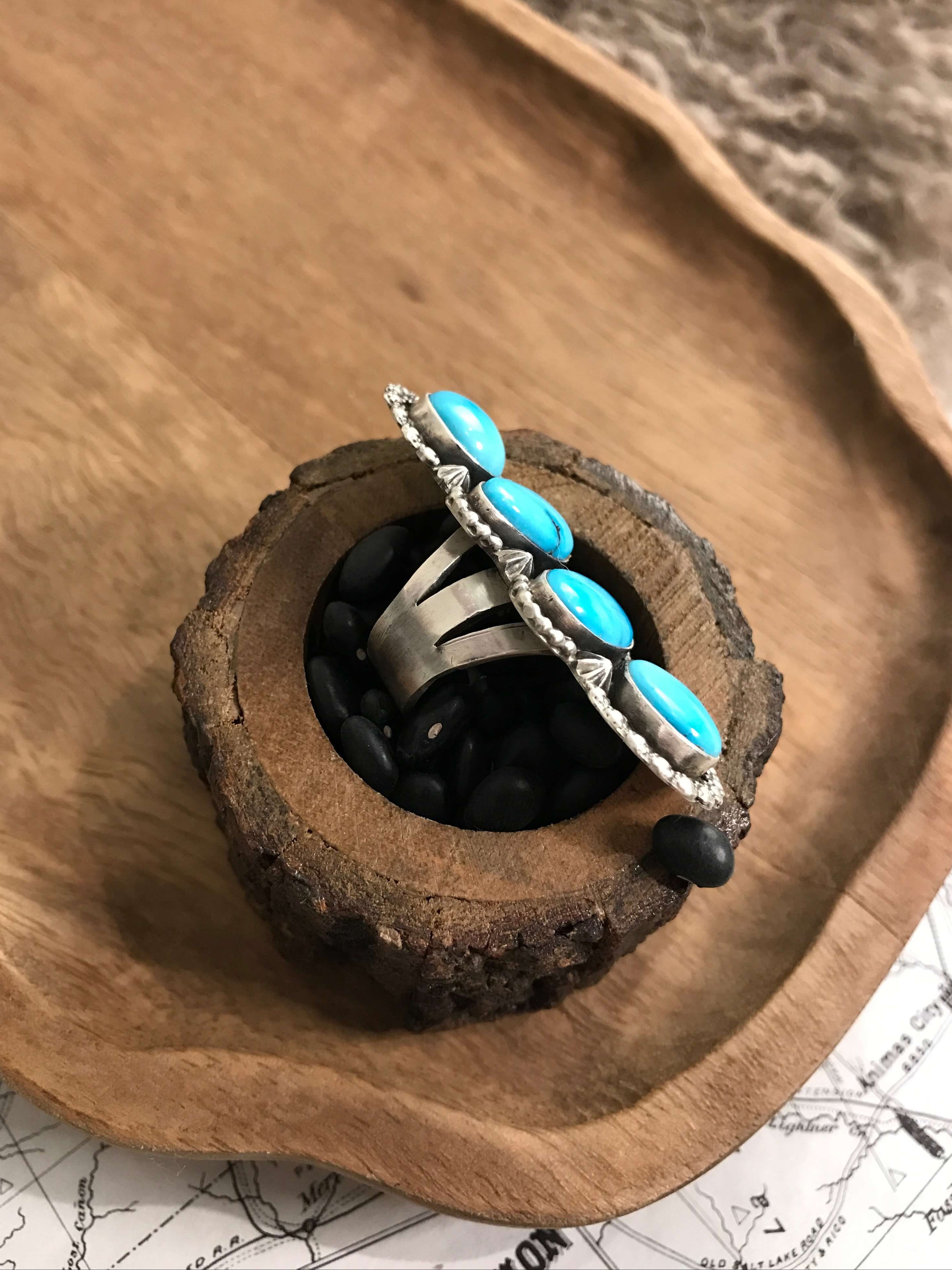 The Tana Ring, Sz 7-Rings-Calli Co., Turquoise and Silver Jewelry, Native American Handmade, Zuni Tribe, Navajo Tribe, Brock Texas