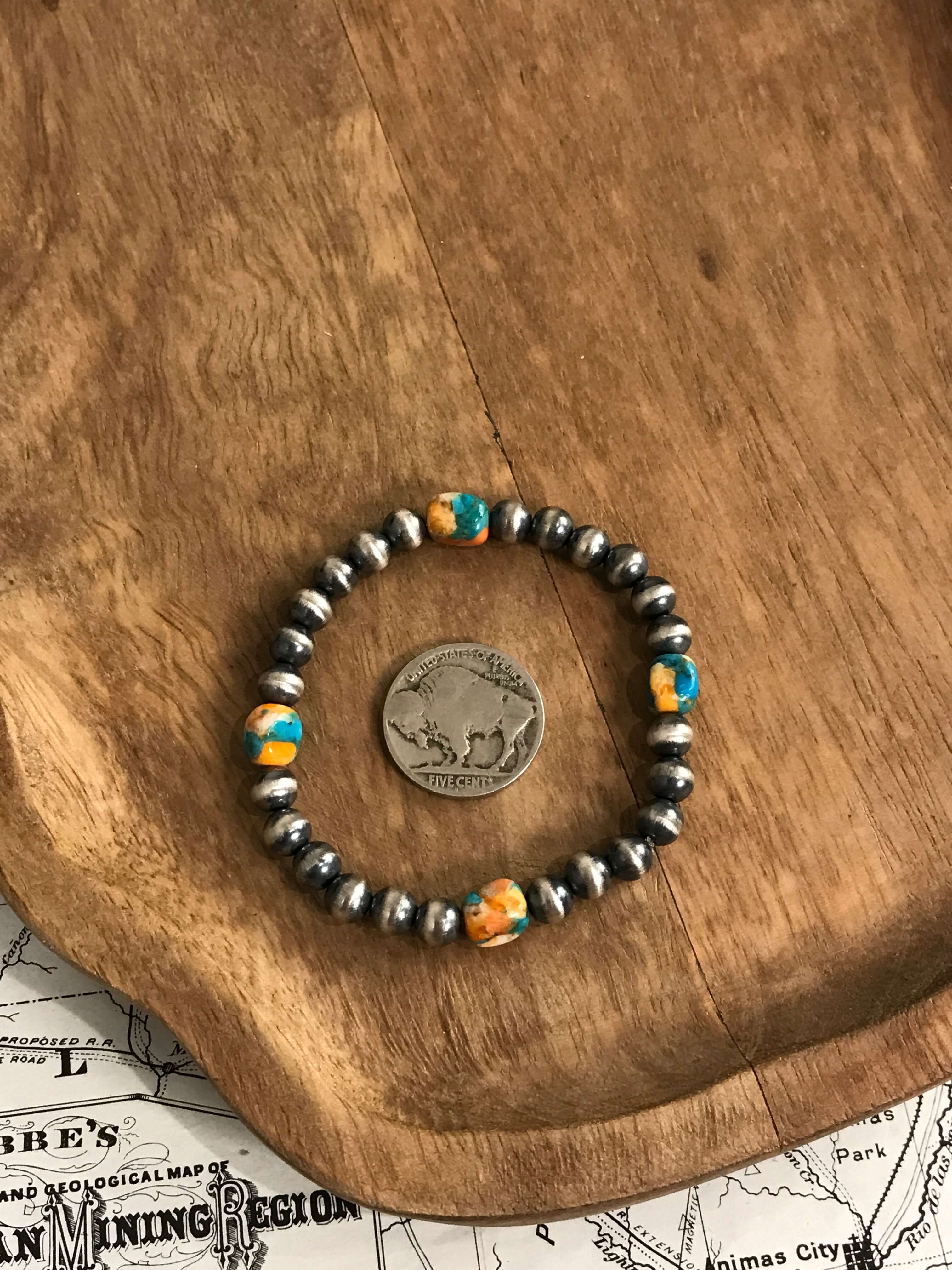 The Taffy Stretch Bracelet-Bracelets & Cuffs-Calli Co., Turquoise and Silver Jewelry, Native American Handmade, Zuni Tribe, Navajo Tribe, Brock Texas