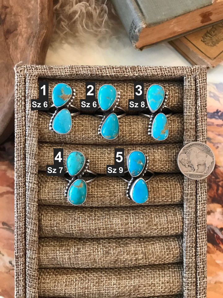 The Waukee Turquoise Rings-Rings-Calli Co., Turquoise and Silver Jewelry, Native American Handmade, Zuni Tribe, Navajo Tribe, Brock Texas
