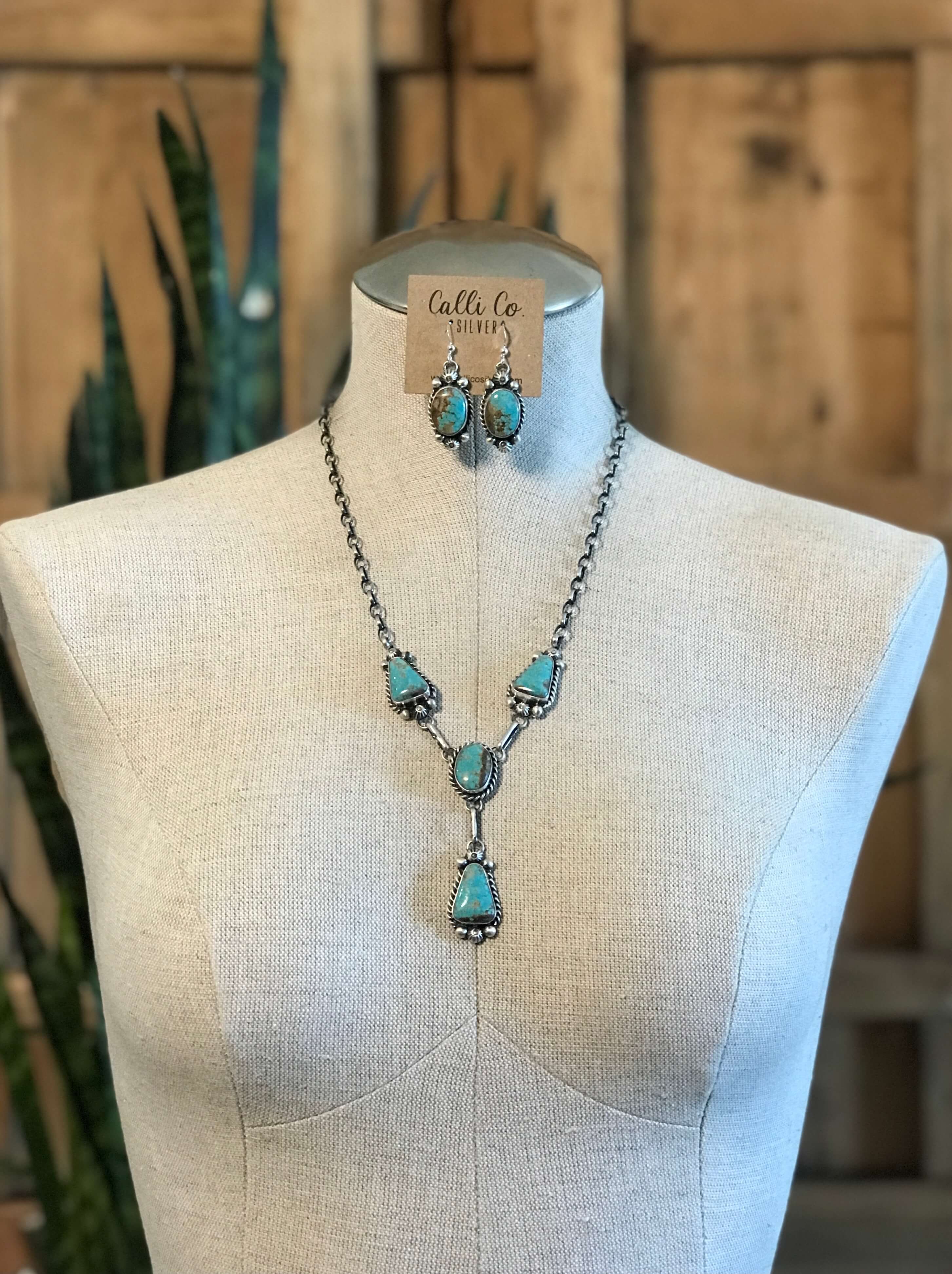 The Copeland Lariat Necklace Set, 2-Necklaces-Calli Co., Turquoise and Silver Jewelry, Native American Handmade, Zuni Tribe, Navajo Tribe, Brock Texas