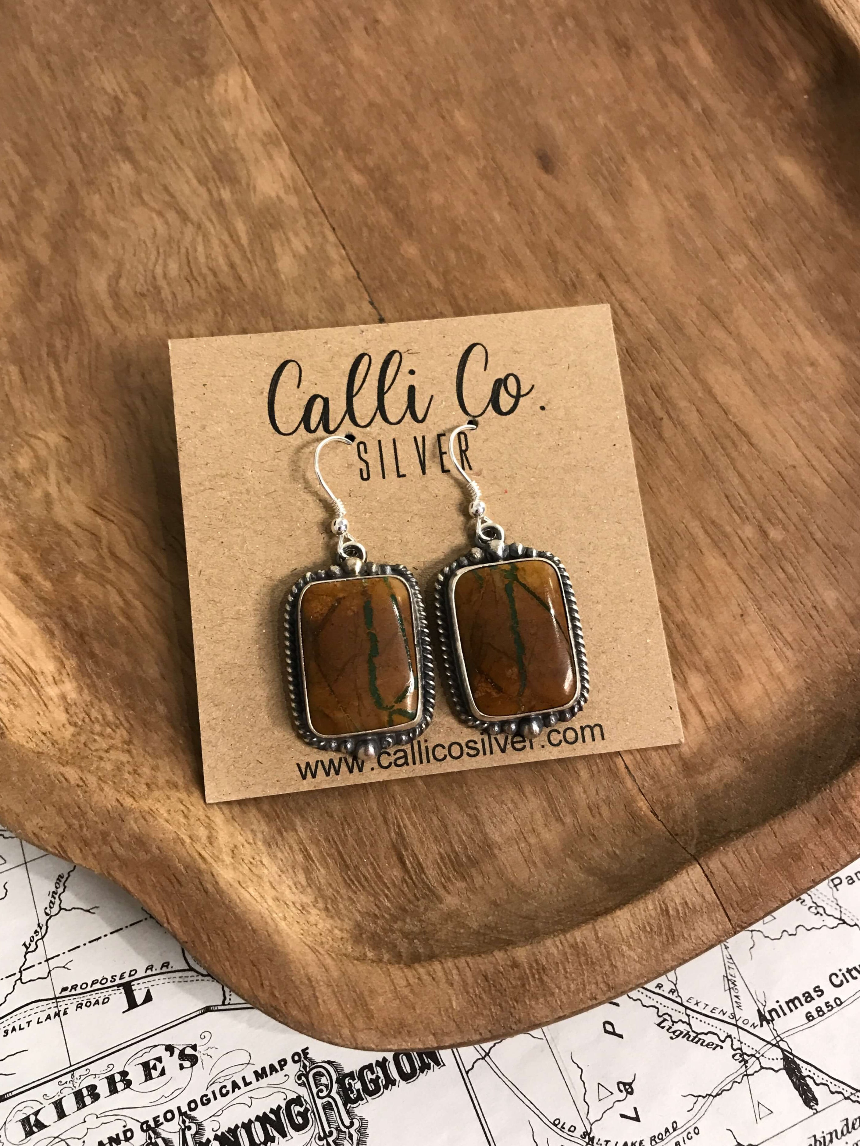 The Ribbon Dangles, 16-Earrings-Calli Co., Turquoise and Silver Jewelry, Native American Handmade, Zuni Tribe, Navajo Tribe, Brock Texas