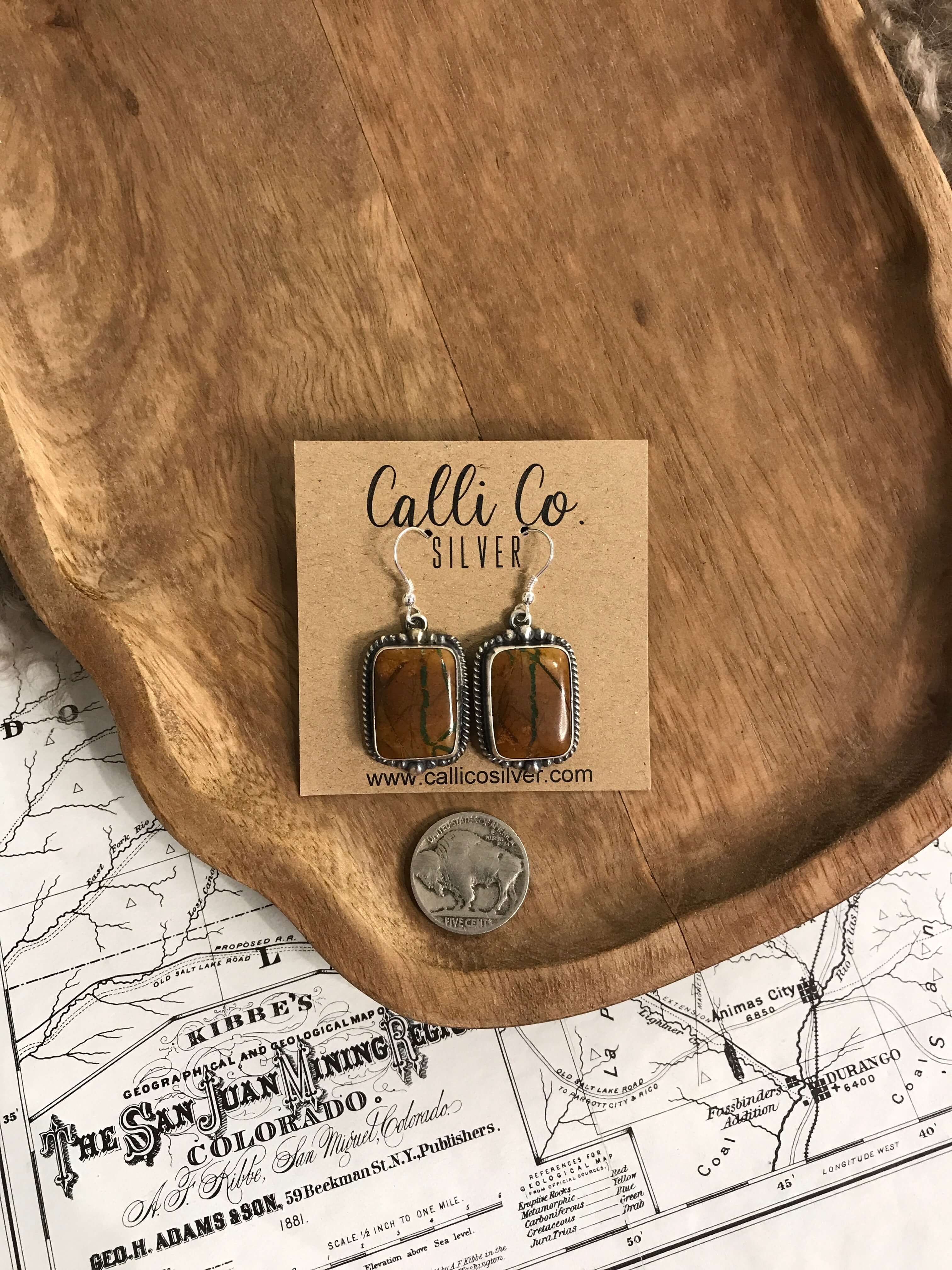 The Ribbon Dangles, 16-Earrings-Calli Co., Turquoise and Silver Jewelry, Native American Handmade, Zuni Tribe, Navajo Tribe, Brock Texas