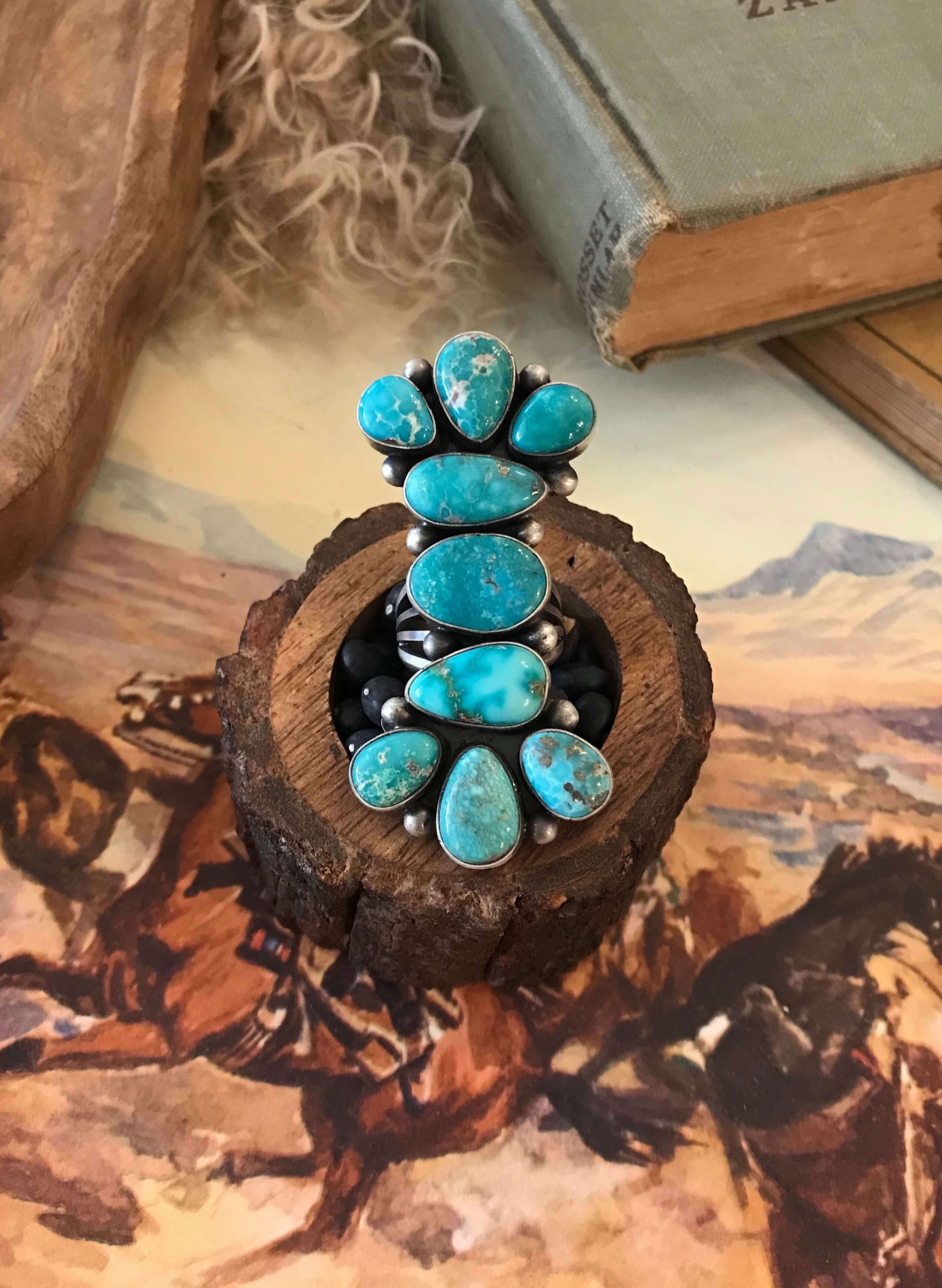 The White Water Bowtie Ring, Sz 8.5-Rings-Calli Co., Turquoise and Silver Jewelry, Native American Handmade, Zuni Tribe, Navajo Tribe, Brock Texas