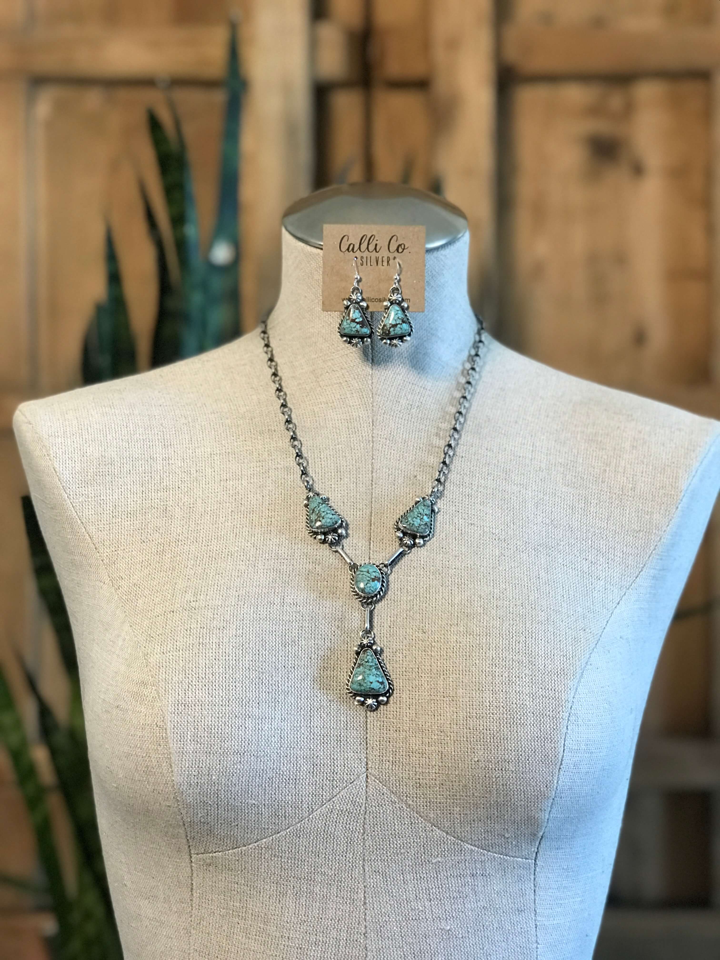 The Copeland Lariat Necklace Set, 4-Necklaces-Calli Co., Turquoise and Silver Jewelry, Native American Handmade, Zuni Tribe, Navajo Tribe, Brock Texas