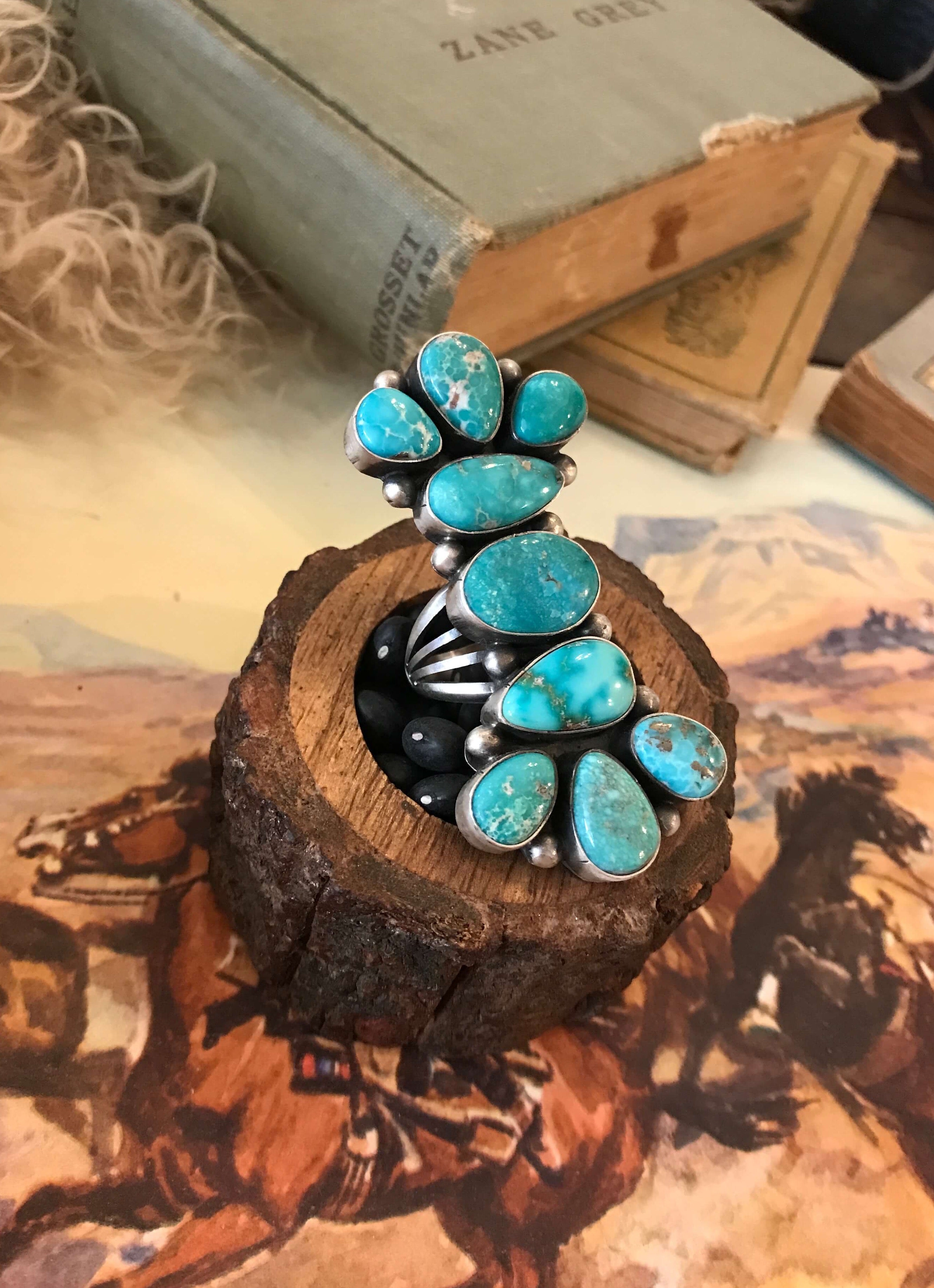 The White Water Bowtie Ring, Sz 8.5-Rings-Calli Co., Turquoise and Silver Jewelry, Native American Handmade, Zuni Tribe, Navajo Tribe, Brock Texas