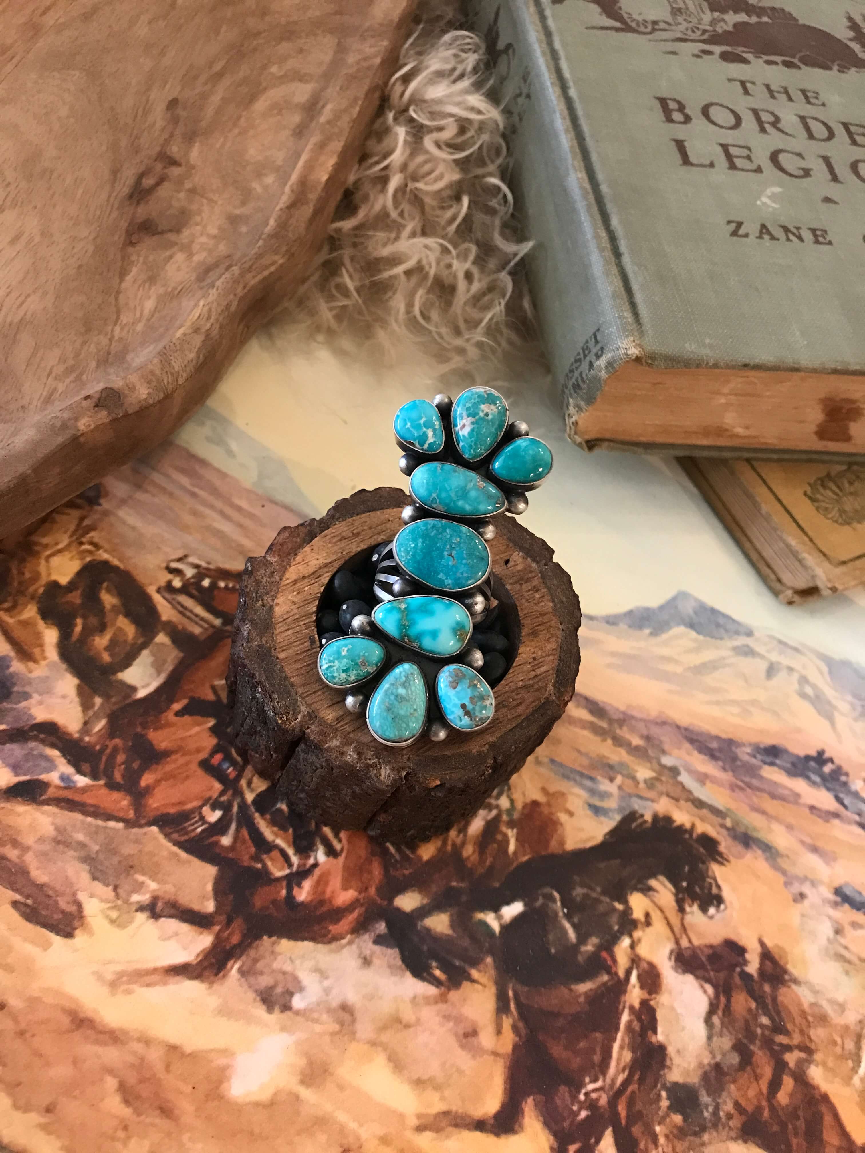 The White Water Bowtie Ring, Sz 8.5-Rings-Calli Co., Turquoise and Silver Jewelry, Native American Handmade, Zuni Tribe, Navajo Tribe, Brock Texas