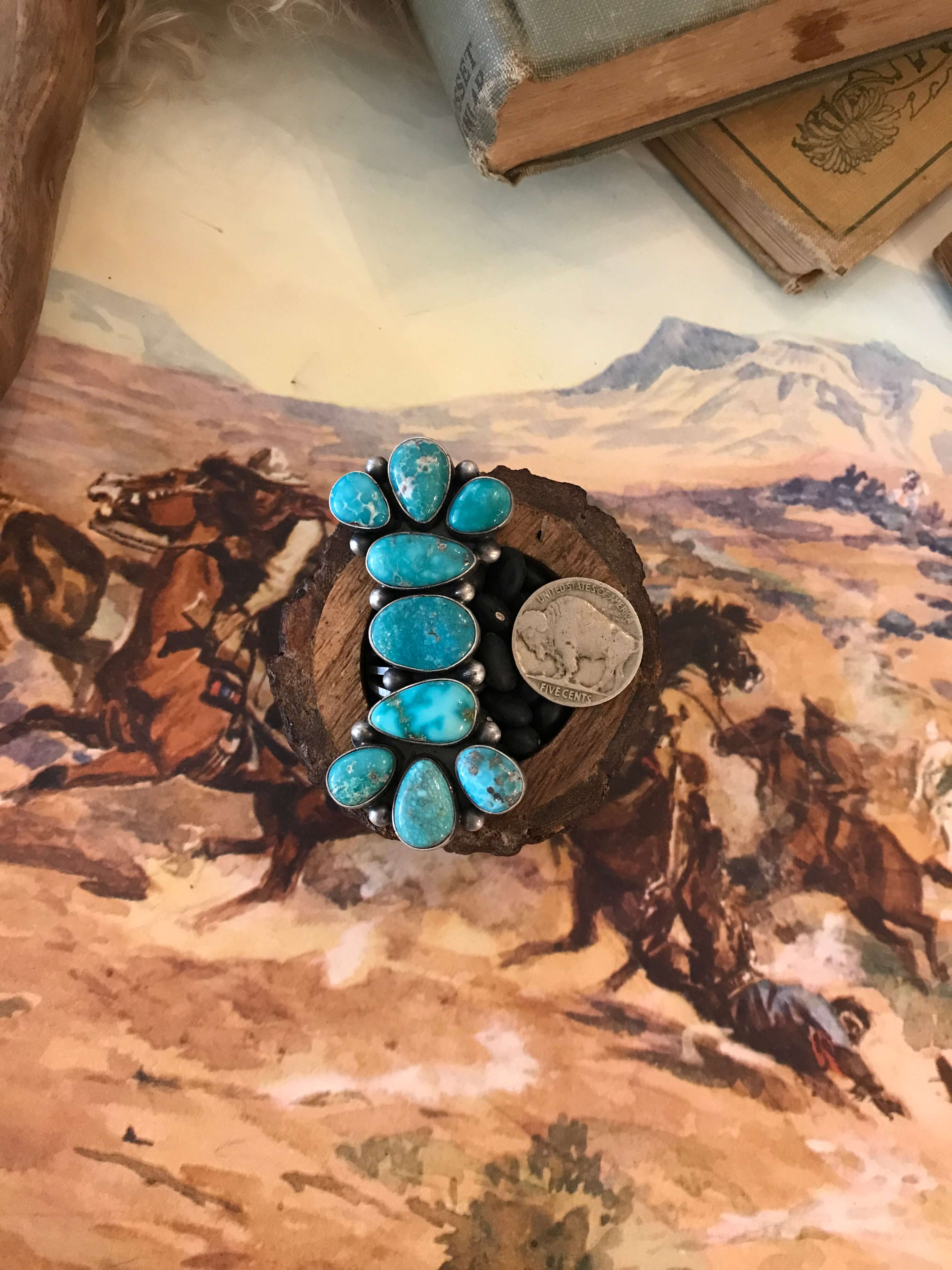 The White Water Bowtie Ring, Sz 8.5-Rings-Calli Co., Turquoise and Silver Jewelry, Native American Handmade, Zuni Tribe, Navajo Tribe, Brock Texas