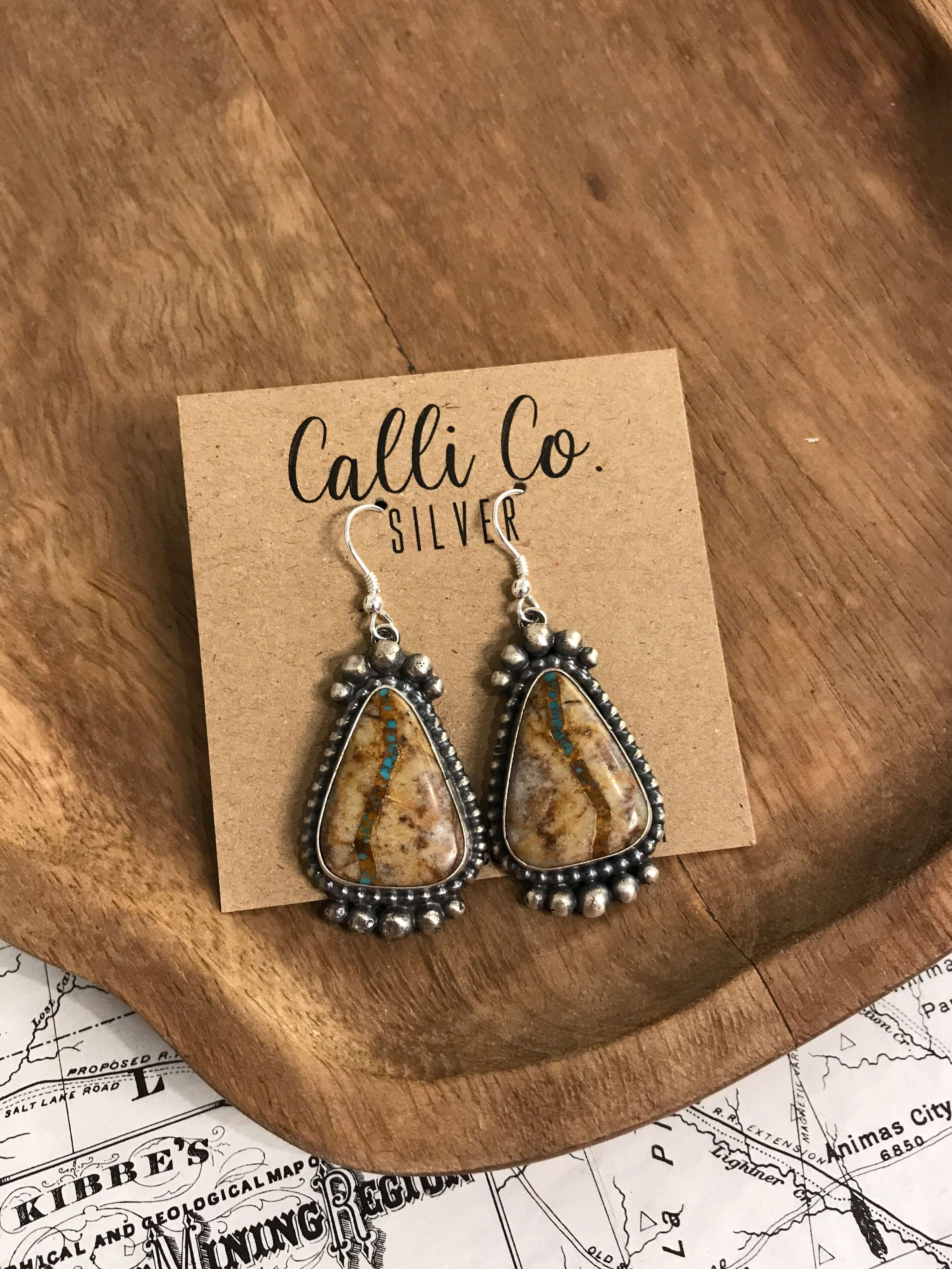 The Ribbon Dangles, 15-Earrings-Calli Co., Turquoise and Silver Jewelry, Native American Handmade, Zuni Tribe, Navajo Tribe, Brock Texas