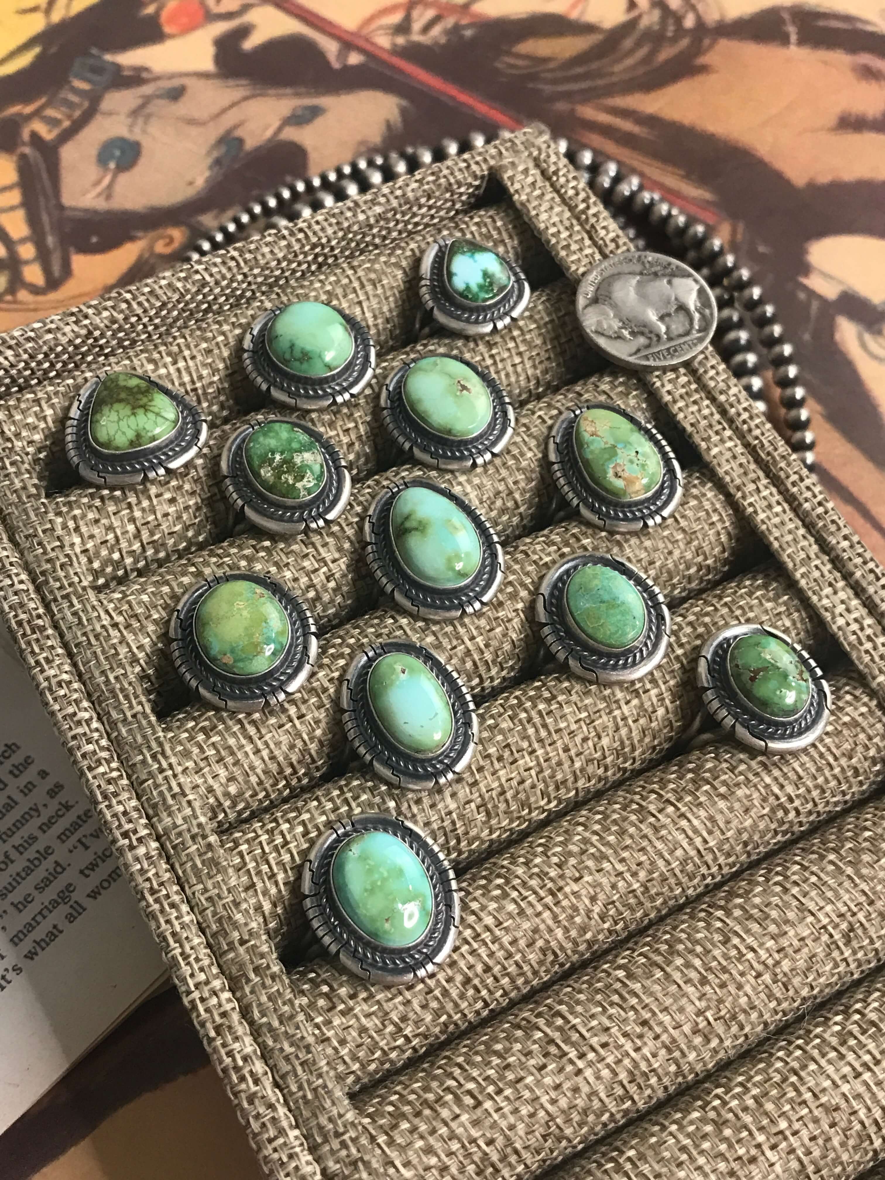 The Fallon Rings-Rings-Calli Co., Turquoise and Silver Jewelry, Native American Handmade, Zuni Tribe, Navajo Tribe, Brock Texas