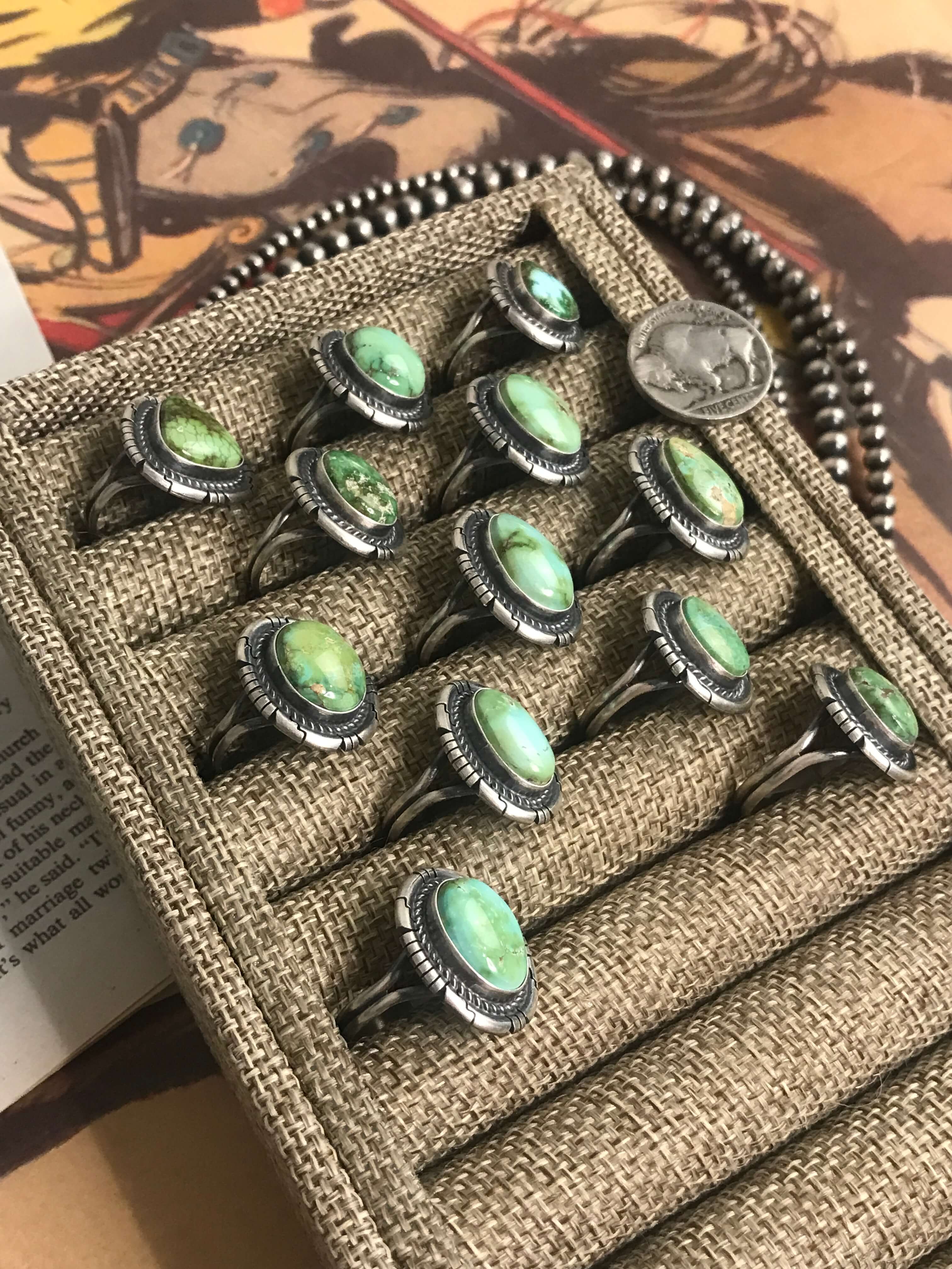 The Fallon Rings-Rings-Calli Co., Turquoise and Silver Jewelry, Native American Handmade, Zuni Tribe, Navajo Tribe, Brock Texas