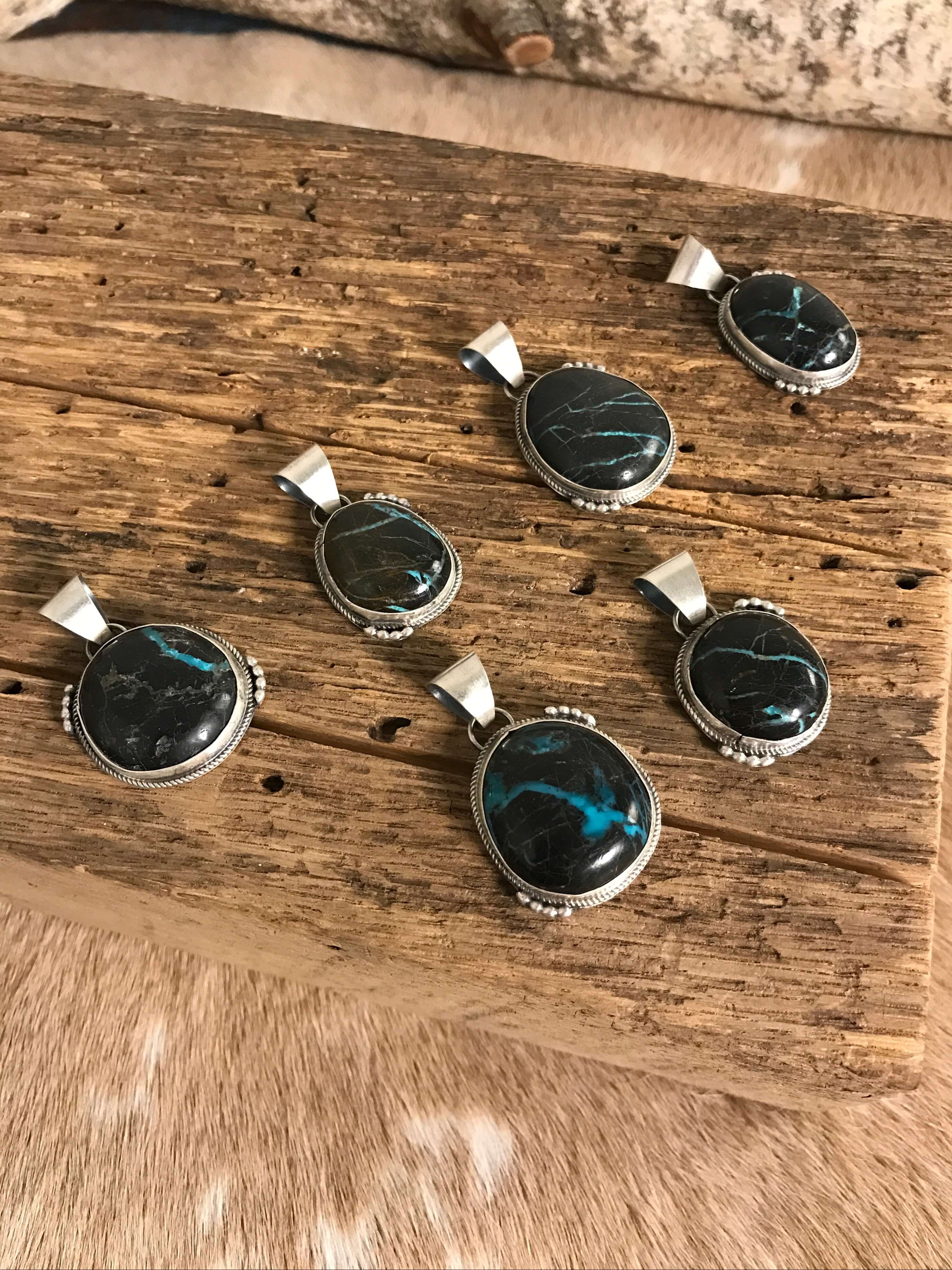 The Awena Black Jack Pendants-Pendants-Calli Co., Turquoise and Silver Jewelry, Native American Handmade, Zuni Tribe, Navajo Tribe, Brock Texas