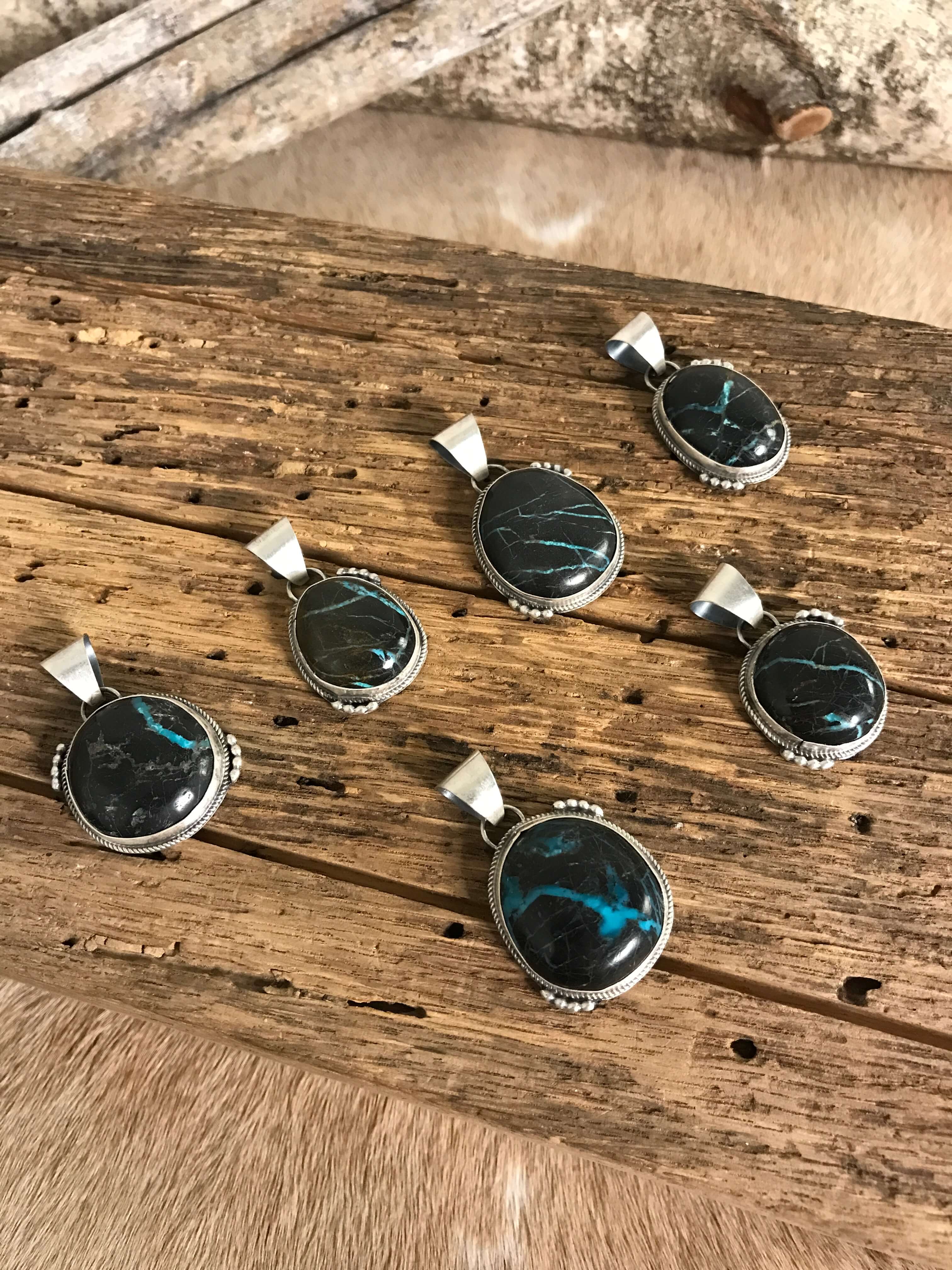 The Awena Black Jack Pendants-Pendants-Calli Co., Turquoise and Silver Jewelry, Native American Handmade, Zuni Tribe, Navajo Tribe, Brock Texas