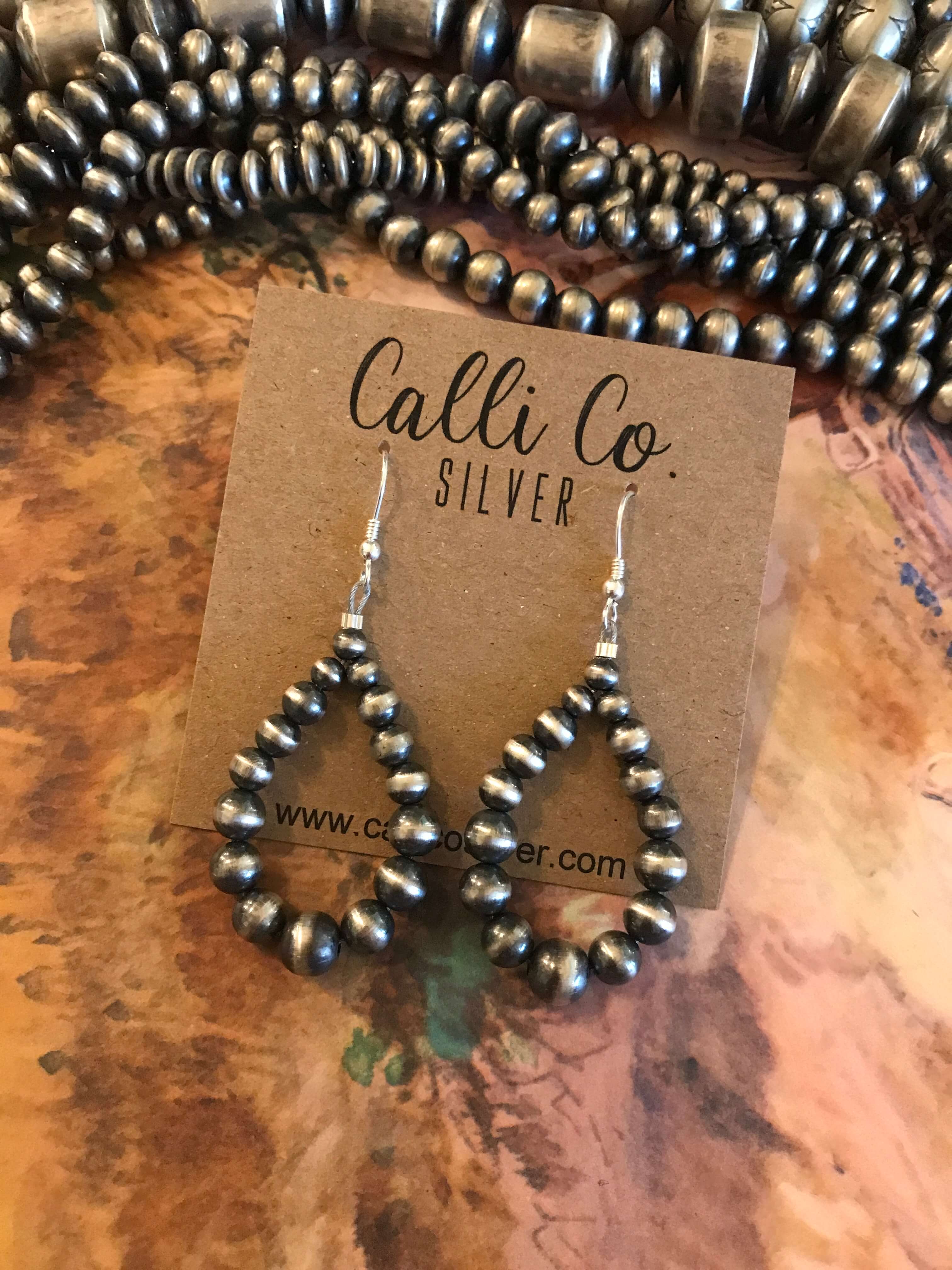The Zander Hoops-Earrings-Calli Co., Turquoise and Silver Jewelry, Native American Handmade, Zuni Tribe, Navajo Tribe, Brock Texas
