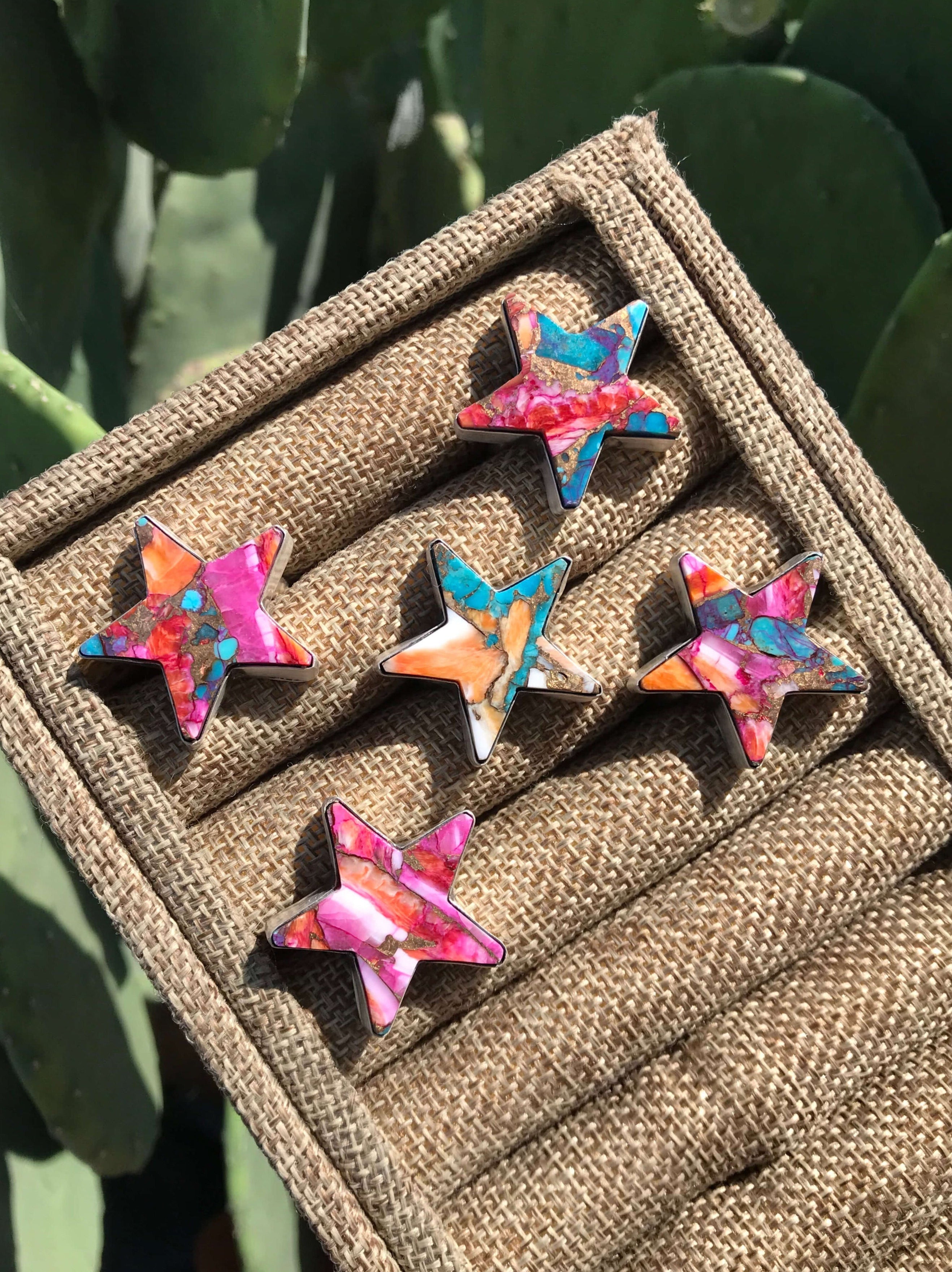 The Sunport Adjustable Star Rings-Rings-Calli Co., Turquoise and Silver Jewelry, Native American Handmade, Zuni Tribe, Navajo Tribe, Brock Texas