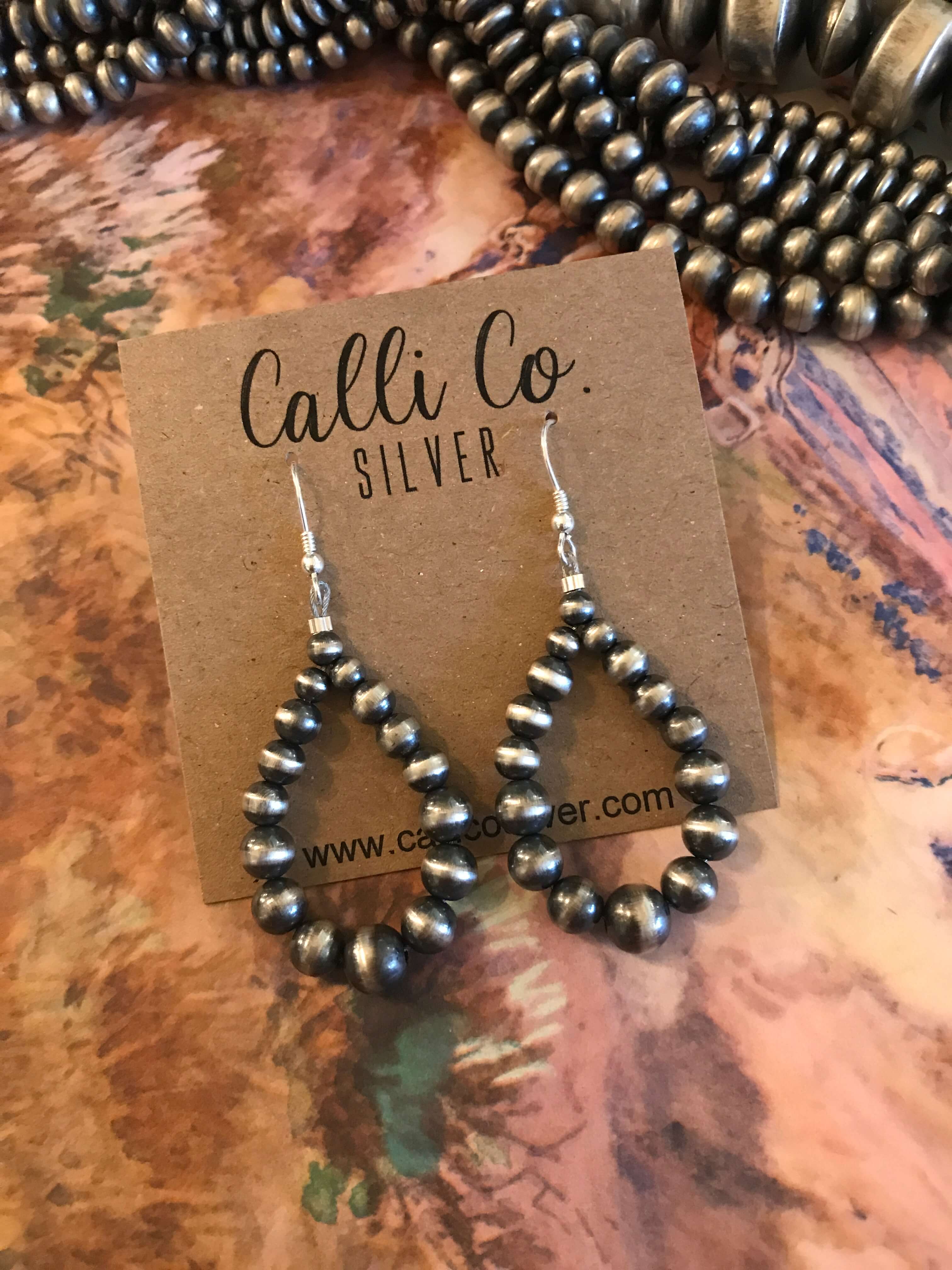 The Zander Hoops-Earrings-Calli Co., Turquoise and Silver Jewelry, Native American Handmade, Zuni Tribe, Navajo Tribe, Brock Texas