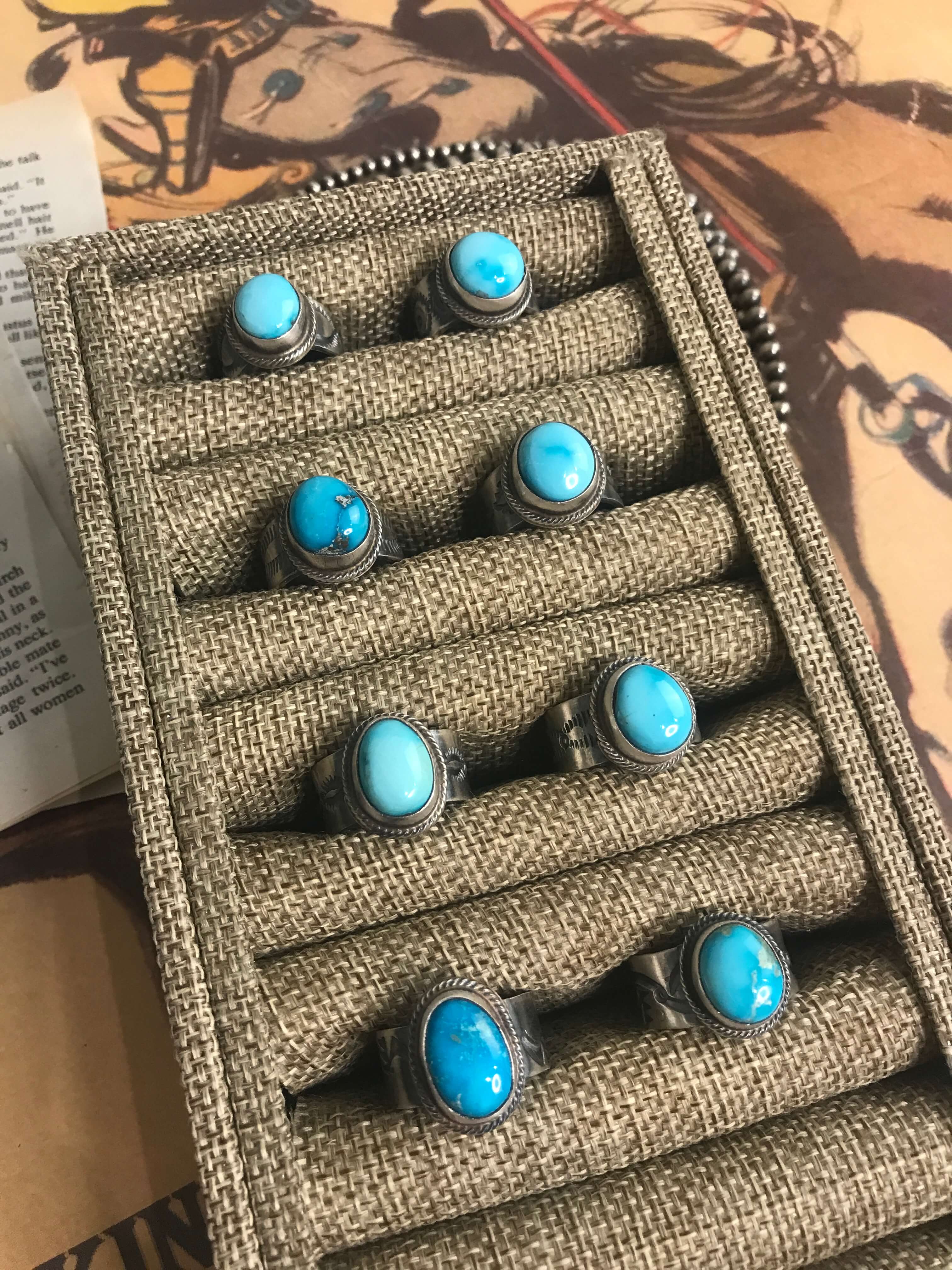 The Finley Rings-Rings-Calli Co., Turquoise and Silver Jewelry, Native American Handmade, Zuni Tribe, Navajo Tribe, Brock Texas