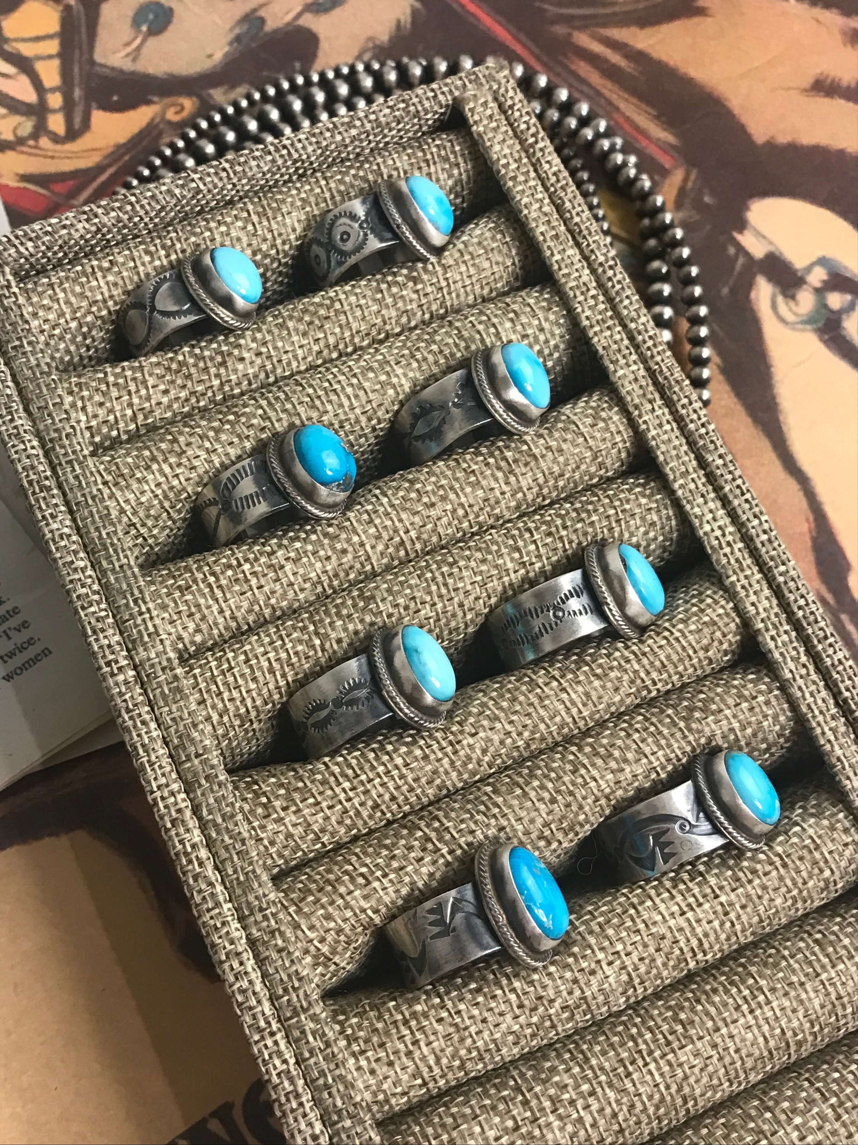The Finley Rings-Rings-Calli Co., Turquoise and Silver Jewelry, Native American Handmade, Zuni Tribe, Navajo Tribe, Brock Texas