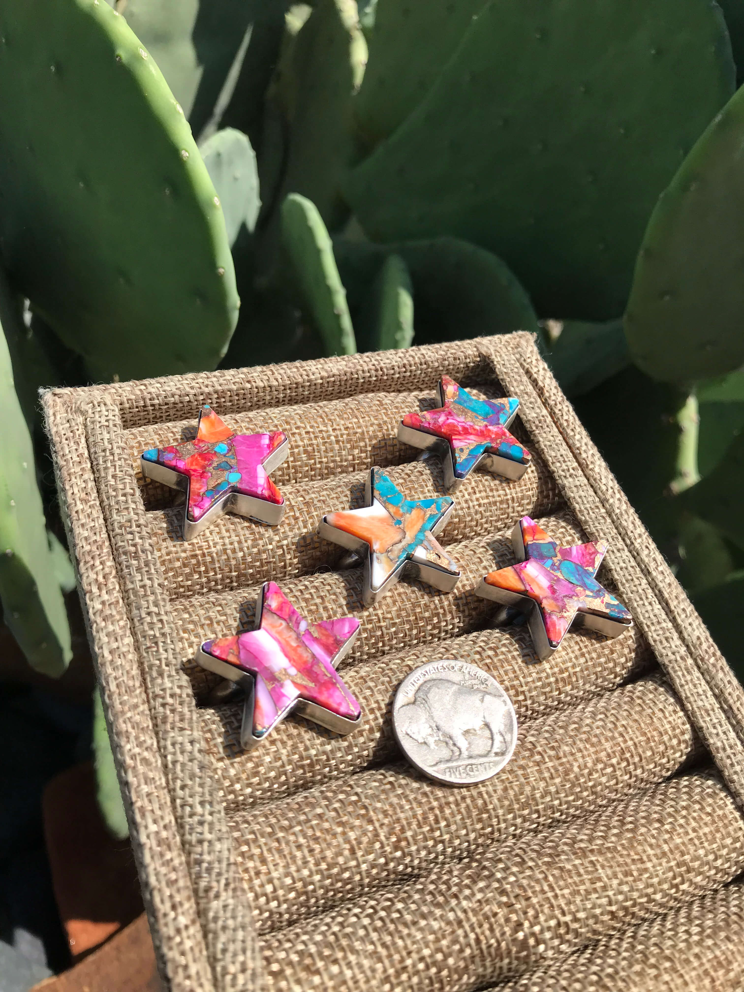 The Sunport Adjustable Star Rings-Rings-Calli Co., Turquoise and Silver Jewelry, Native American Handmade, Zuni Tribe, Navajo Tribe, Brock Texas