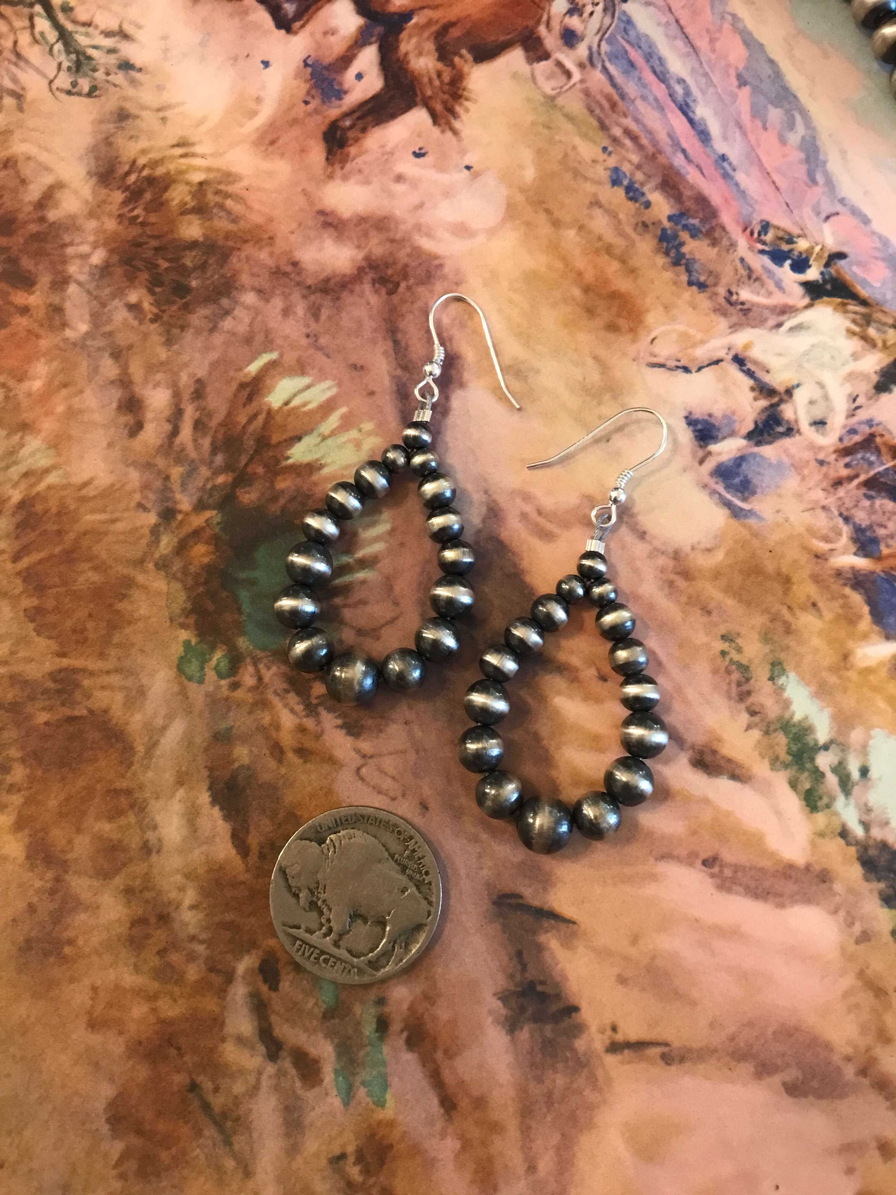 The Zander Hoops-Earrings-Calli Co., Turquoise and Silver Jewelry, Native American Handmade, Zuni Tribe, Navajo Tribe, Brock Texas