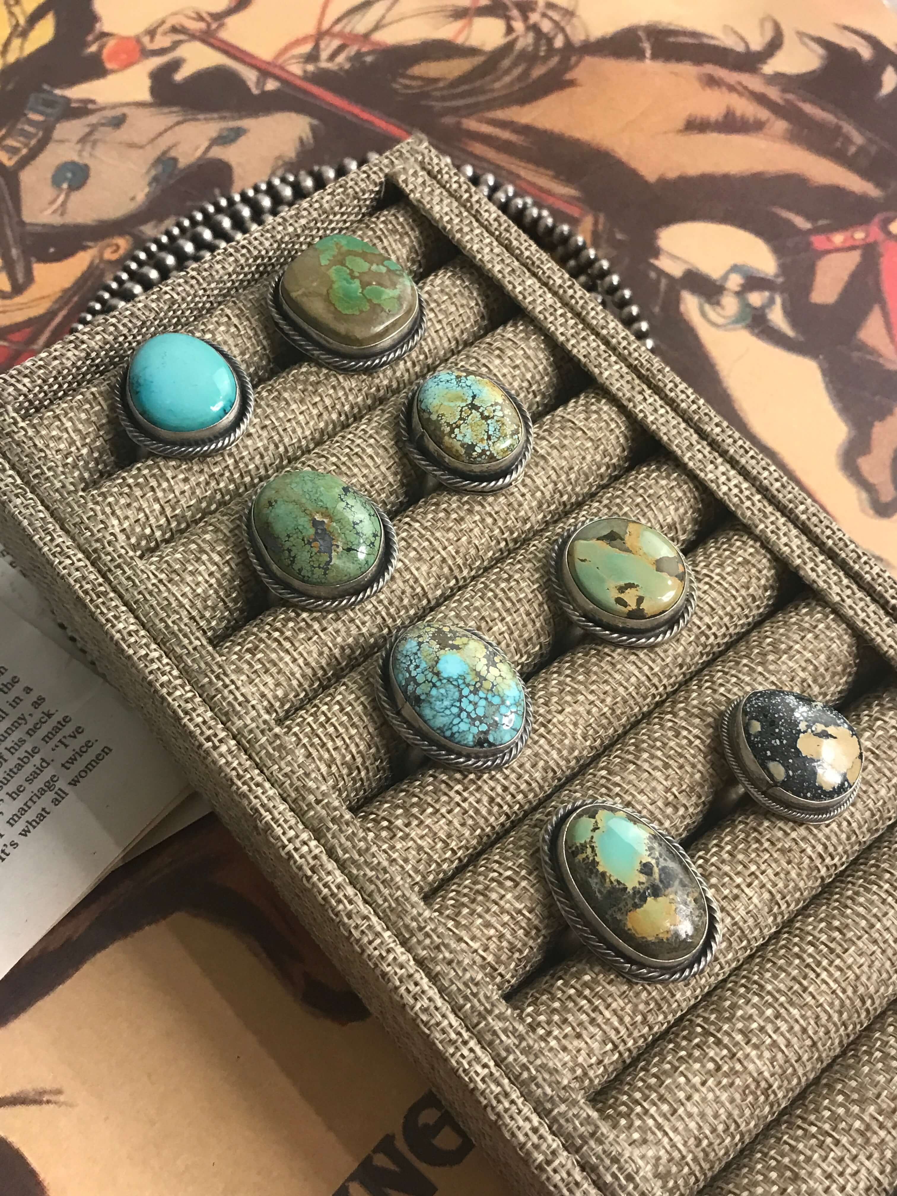The Ozona Adjustable Rings-Rings-Calli Co., Turquoise and Silver Jewelry, Native American Handmade, Zuni Tribe, Navajo Tribe, Brock Texas