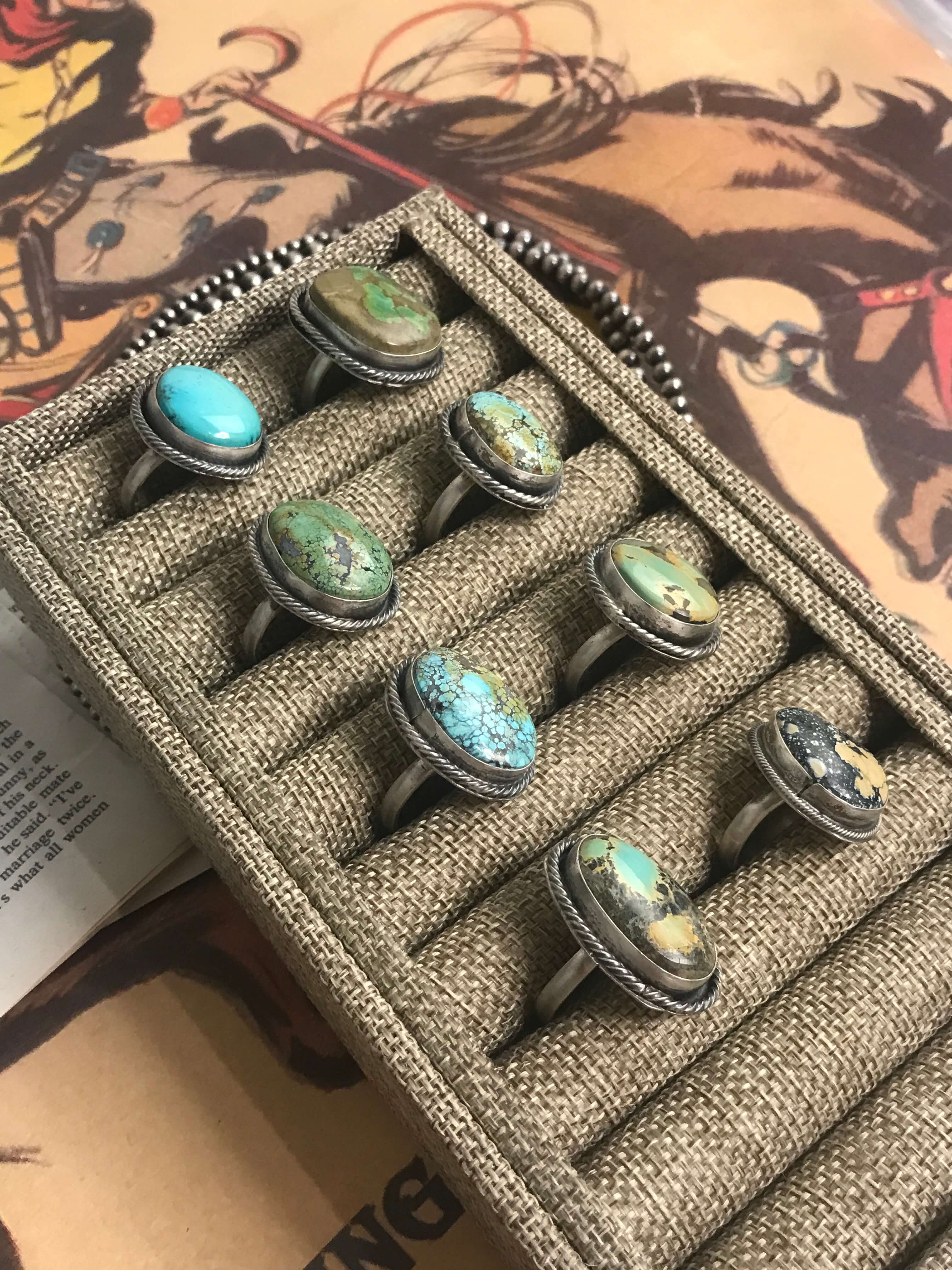 The Ozona Adjustable Rings-Rings-Calli Co., Turquoise and Silver Jewelry, Native American Handmade, Zuni Tribe, Navajo Tribe, Brock Texas