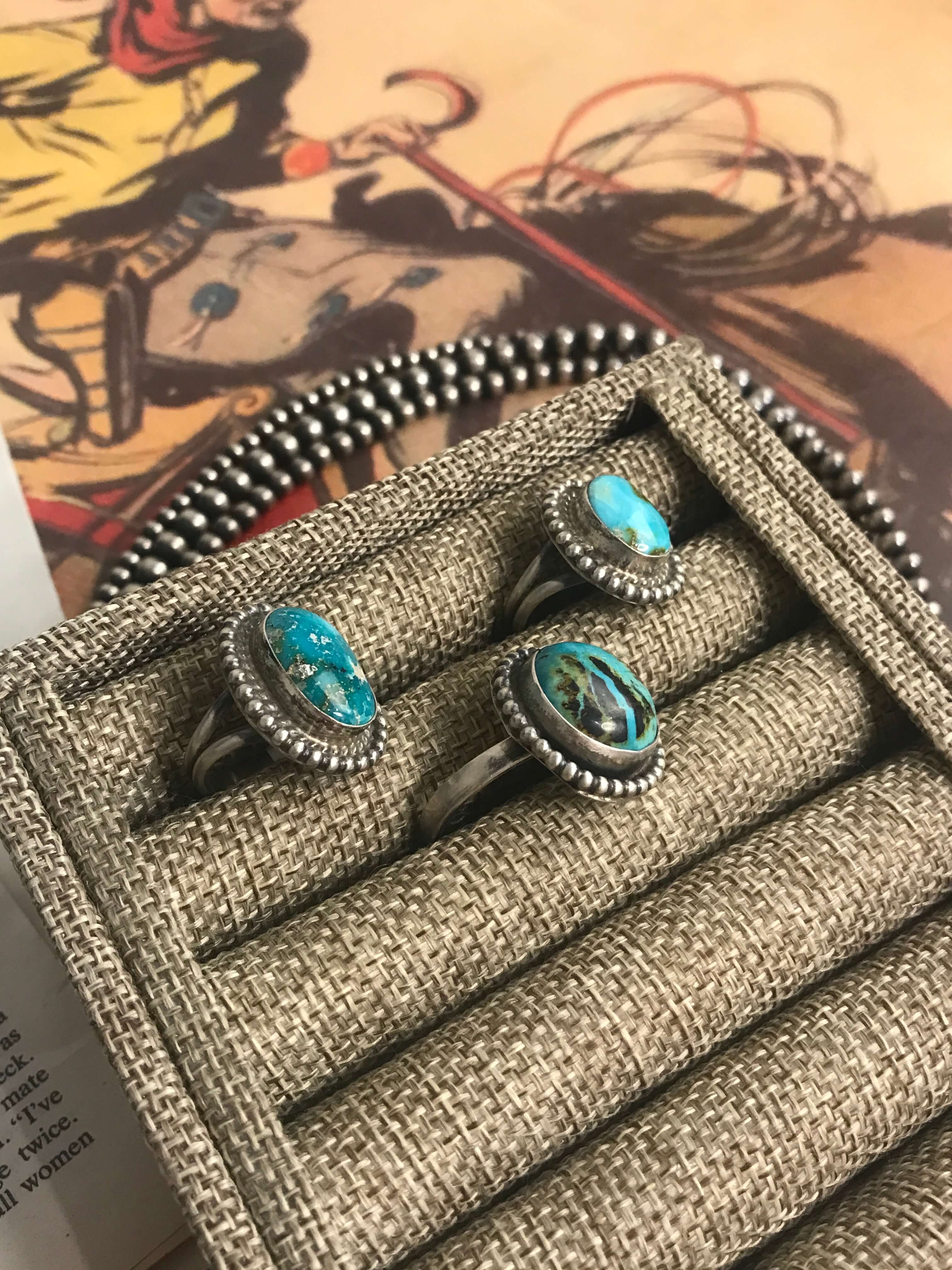 The Pala Mesa Rings-Rings-Calli Co., Turquoise and Silver Jewelry, Native American Handmade, Zuni Tribe, Navajo Tribe, Brock Texas