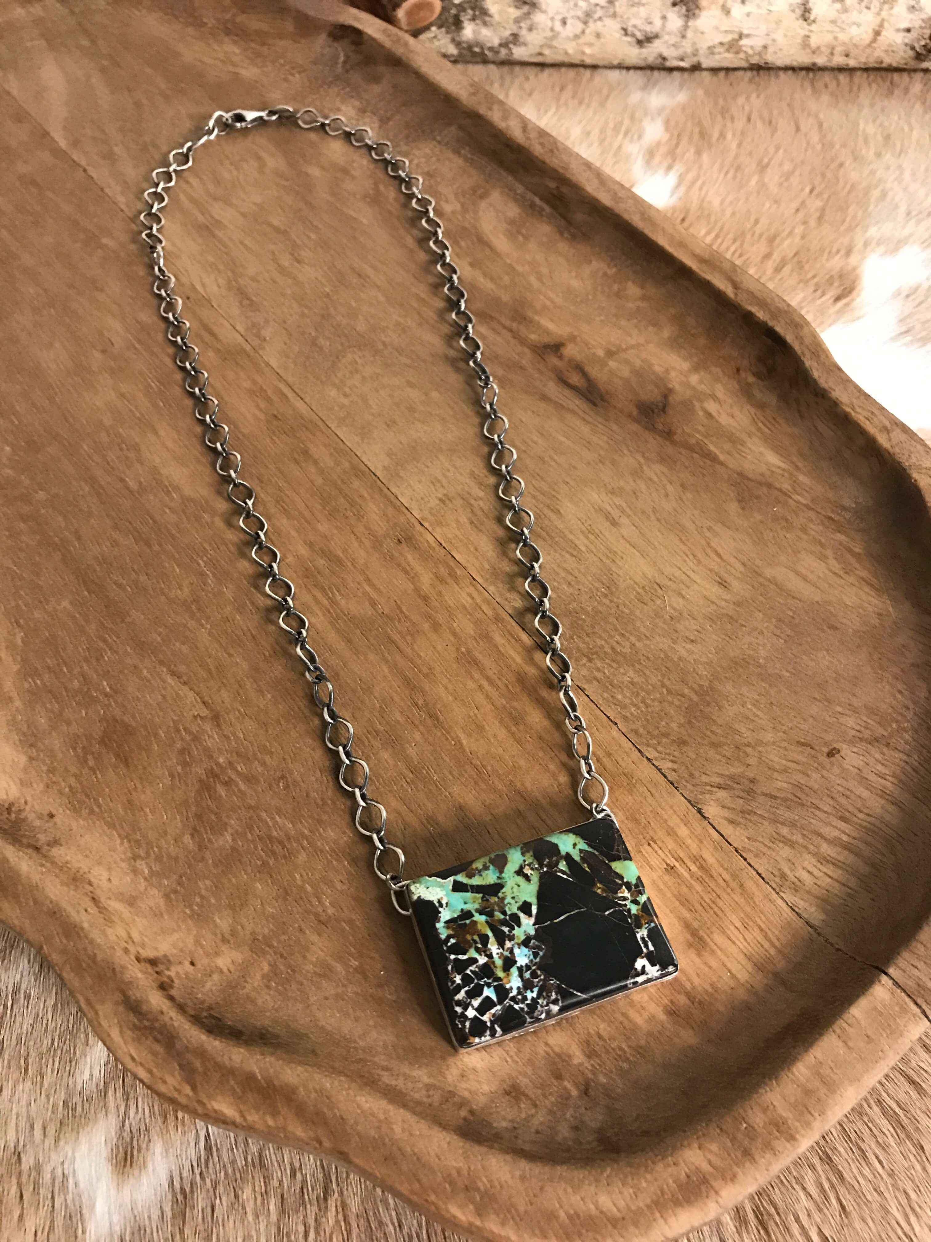 The Banner Black Jack Necklace, 1-Necklaces-Calli Co., Turquoise and Silver Jewelry, Native American Handmade, Zuni Tribe, Navajo Tribe, Brock Texas