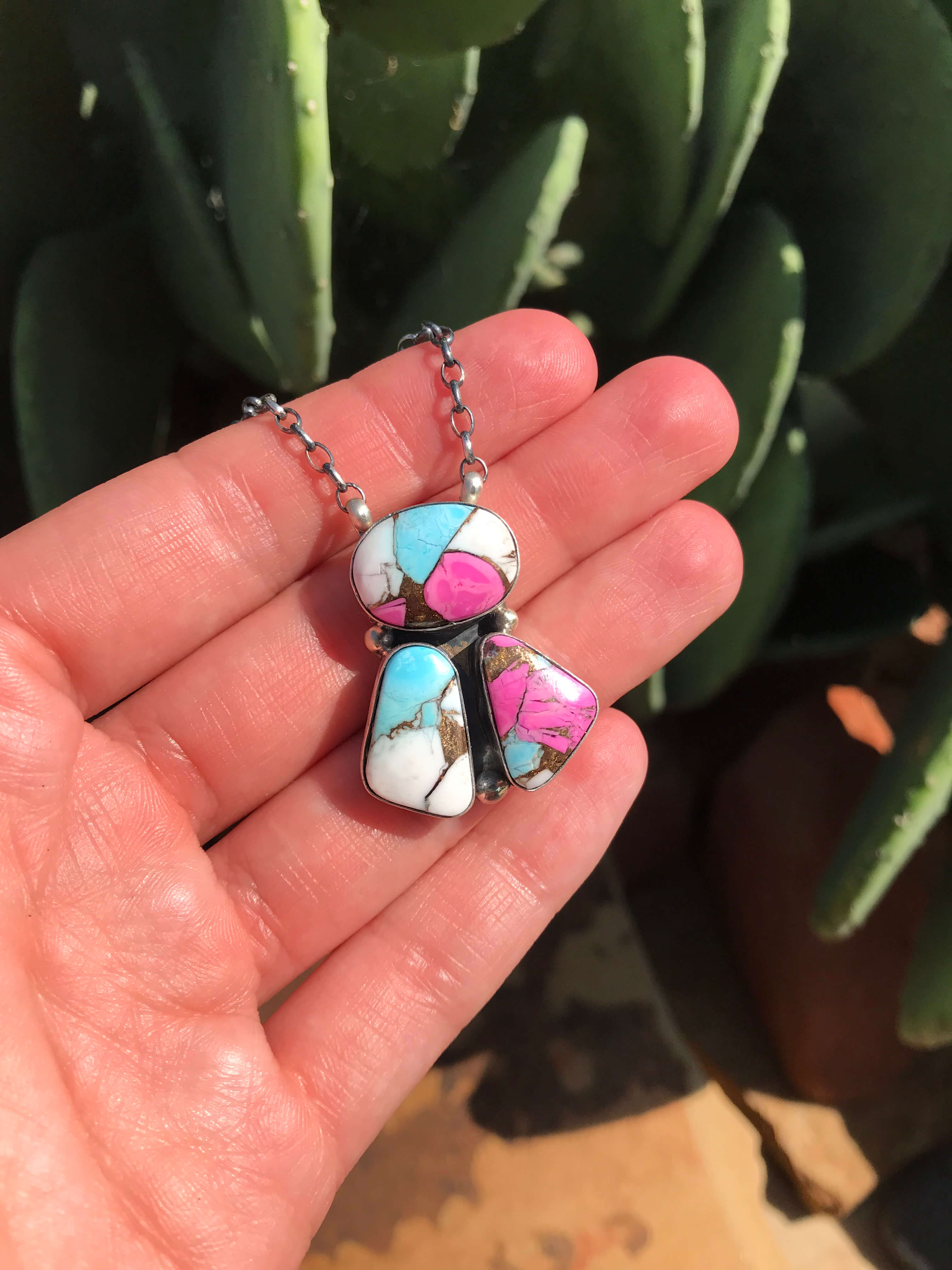 The Tempe Necklace, 4-Necklaces-Calli Co., Turquoise and Silver Jewelry, Native American Handmade, Zuni Tribe, Navajo Tribe, Brock Texas