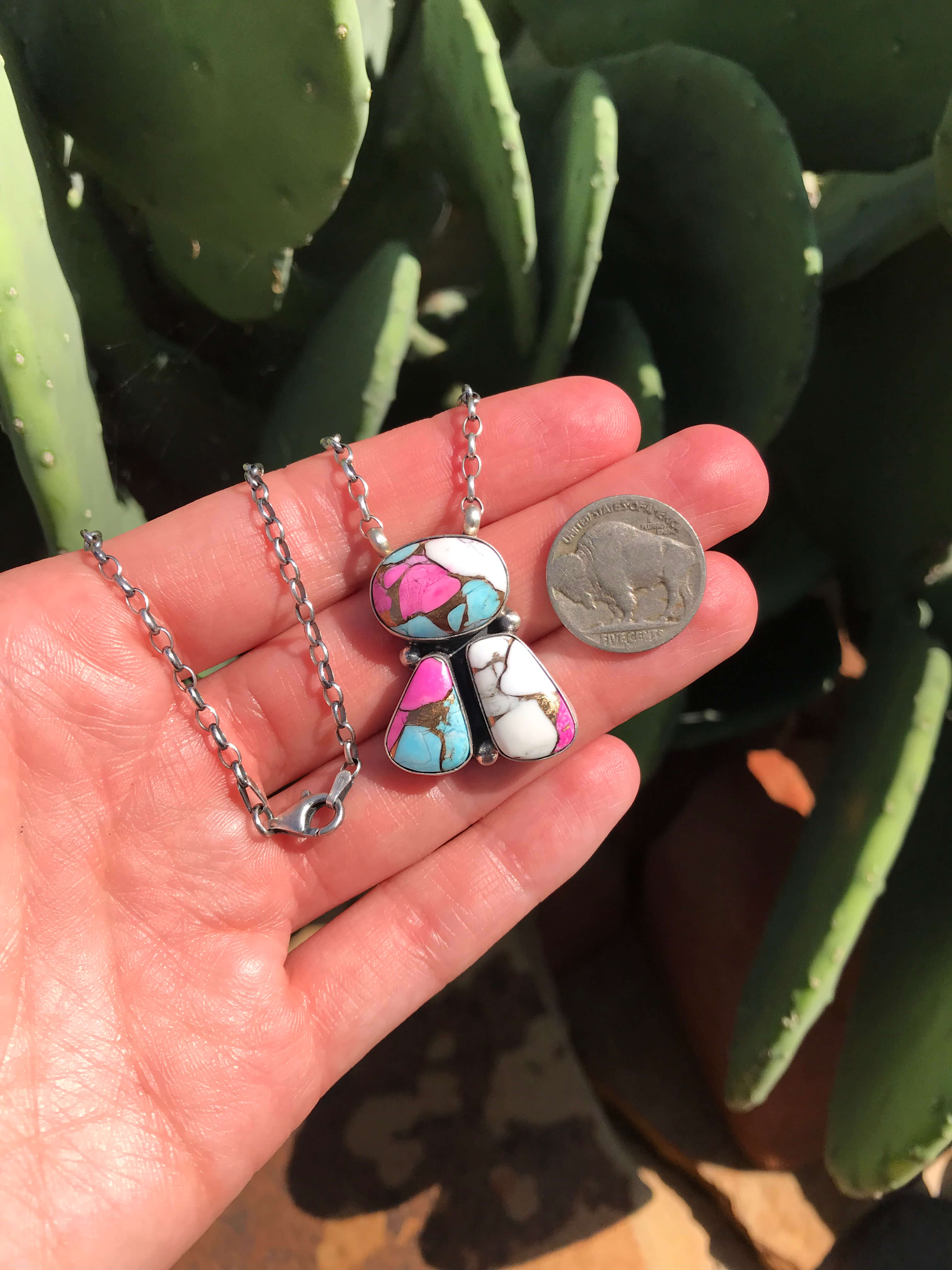 The Tempe Necklace, 5-Necklaces-Calli Co., Turquoise and Silver Jewelry, Native American Handmade, Zuni Tribe, Navajo Tribe, Brock Texas