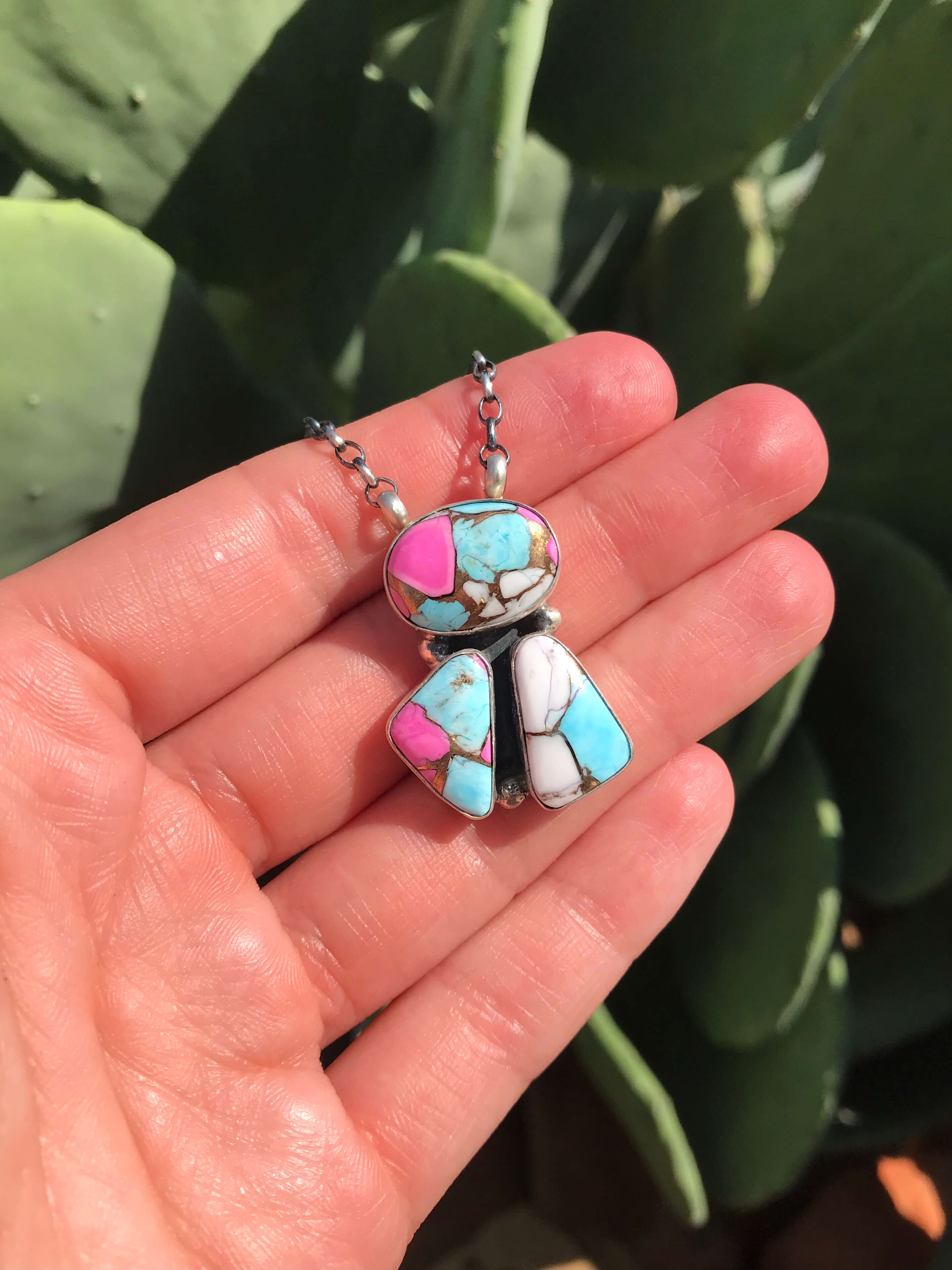 The Tempe Necklace, 6-Necklaces-Calli Co., Turquoise and Silver Jewelry, Native American Handmade, Zuni Tribe, Navajo Tribe, Brock Texas