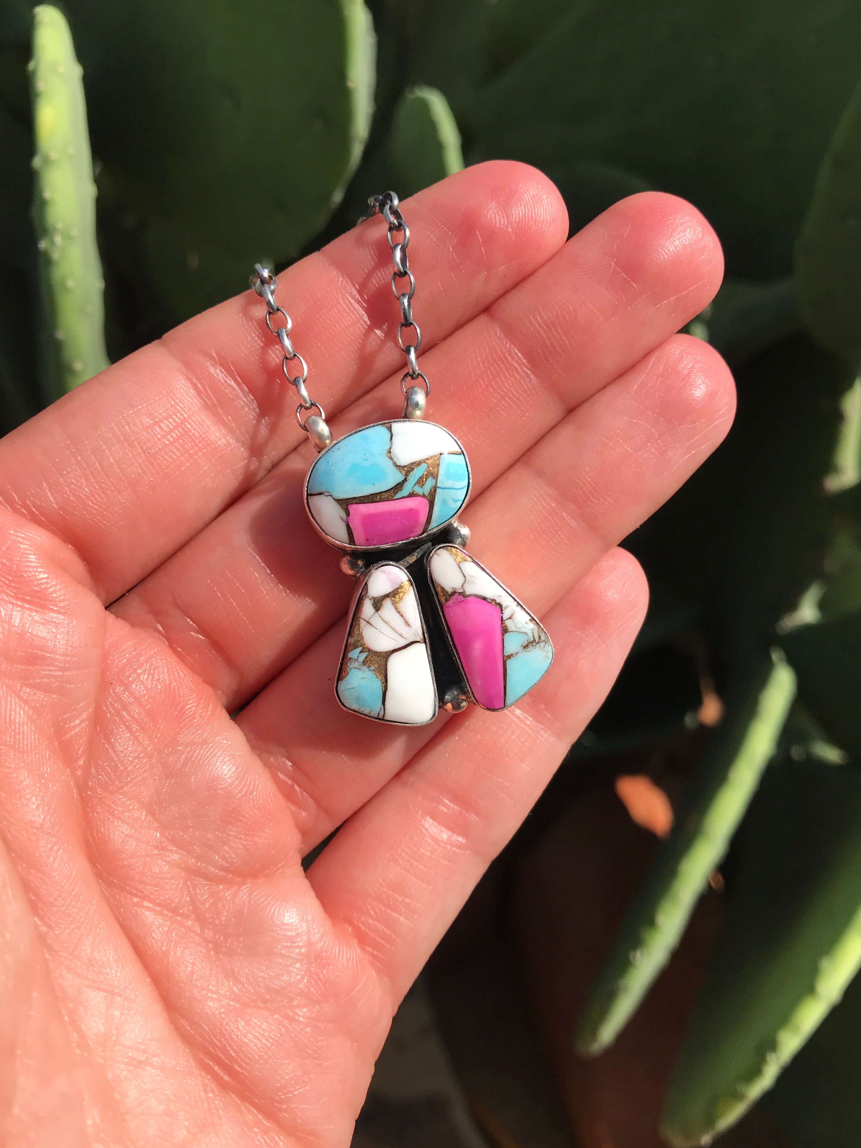 The Tempe Necklace, 7-Necklaces-Calli Co., Turquoise and Silver Jewelry, Native American Handmade, Zuni Tribe, Navajo Tribe, Brock Texas