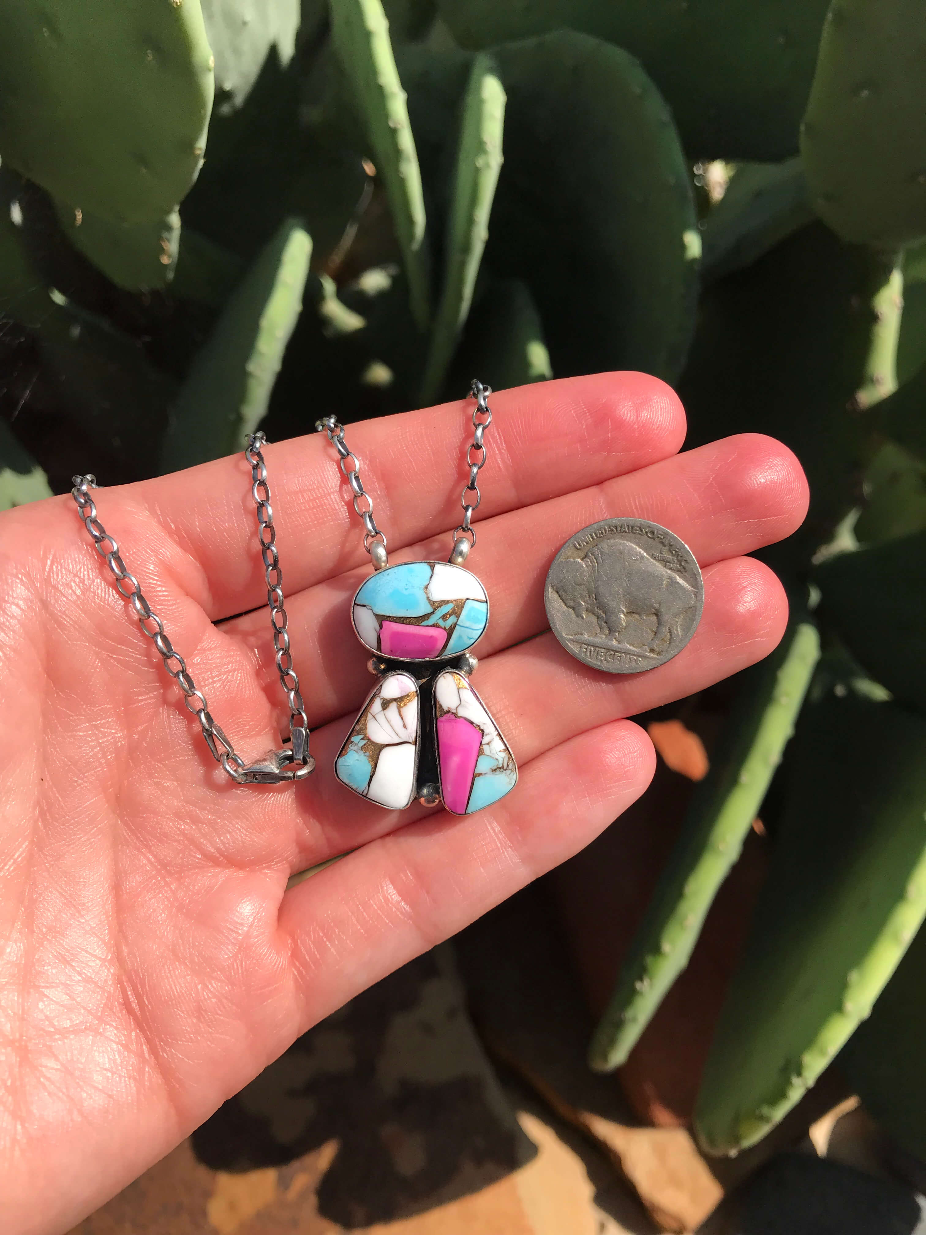 The Tempe Necklace, 7-Necklaces-Calli Co., Turquoise and Silver Jewelry, Native American Handmade, Zuni Tribe, Navajo Tribe, Brock Texas