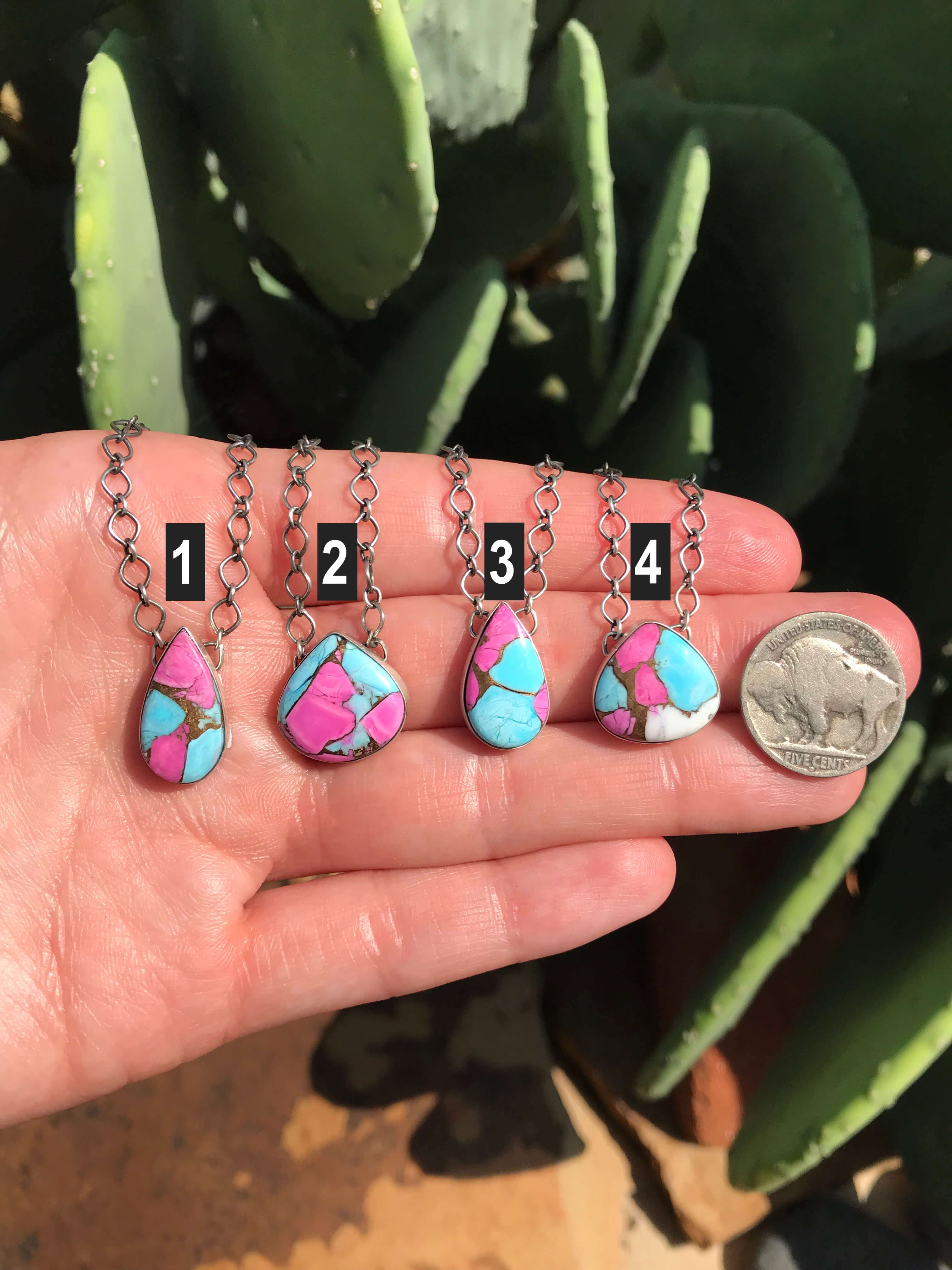 The Farrah Necklaces-Necklaces-Calli Co., Turquoise and Silver Jewelry, Native American Handmade, Zuni Tribe, Navajo Tribe, Brock Texas