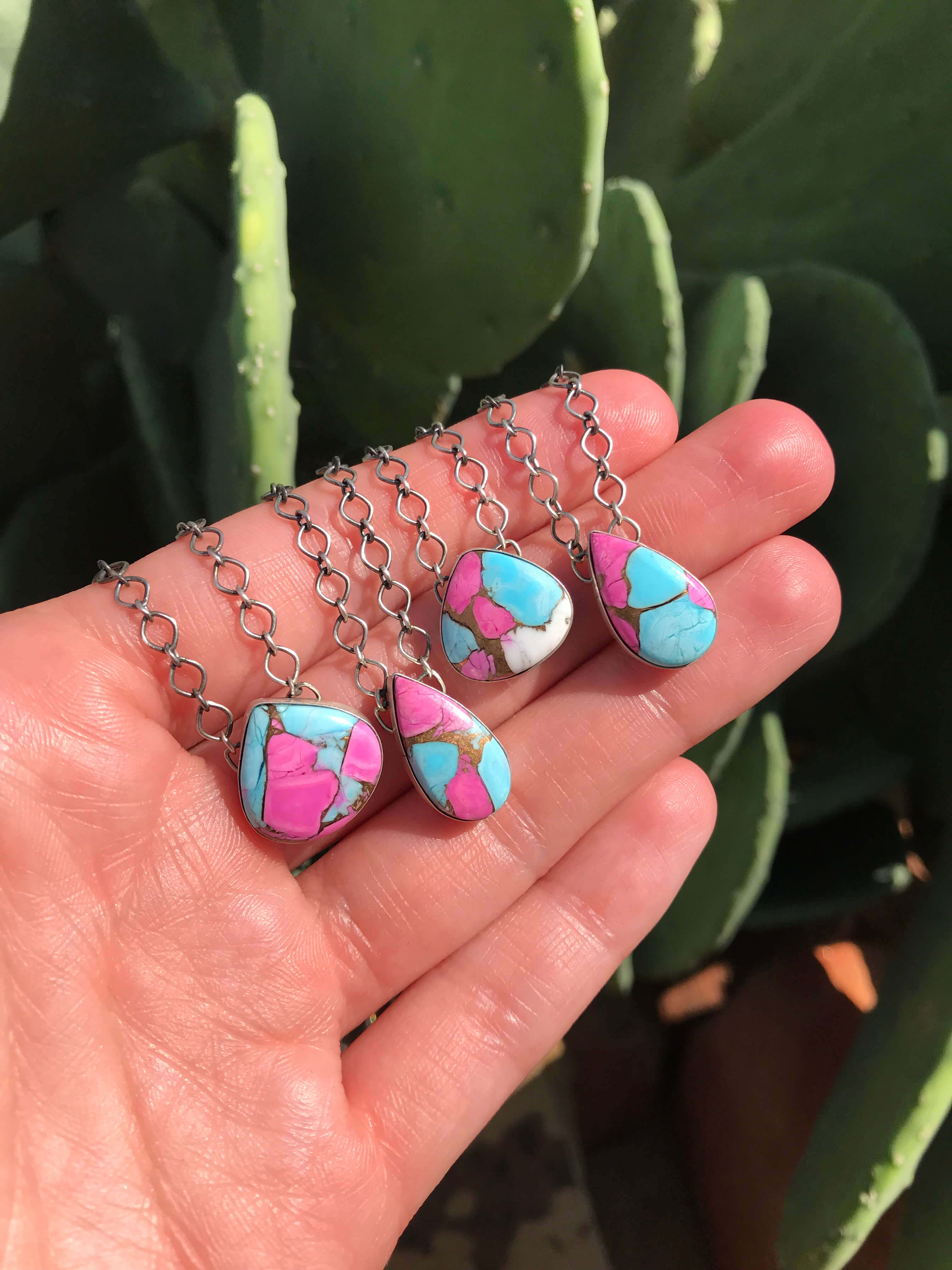 The Farrah Necklaces-Necklaces-Calli Co., Turquoise and Silver Jewelry, Native American Handmade, Zuni Tribe, Navajo Tribe, Brock Texas